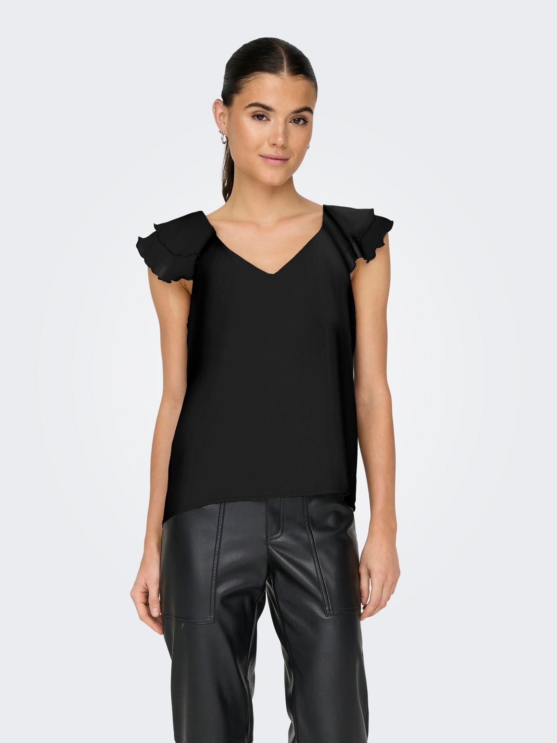 ONLY Blusenshirt »ONLASTA LIFE CAPSLEEVE V-NECK TOP PTM«