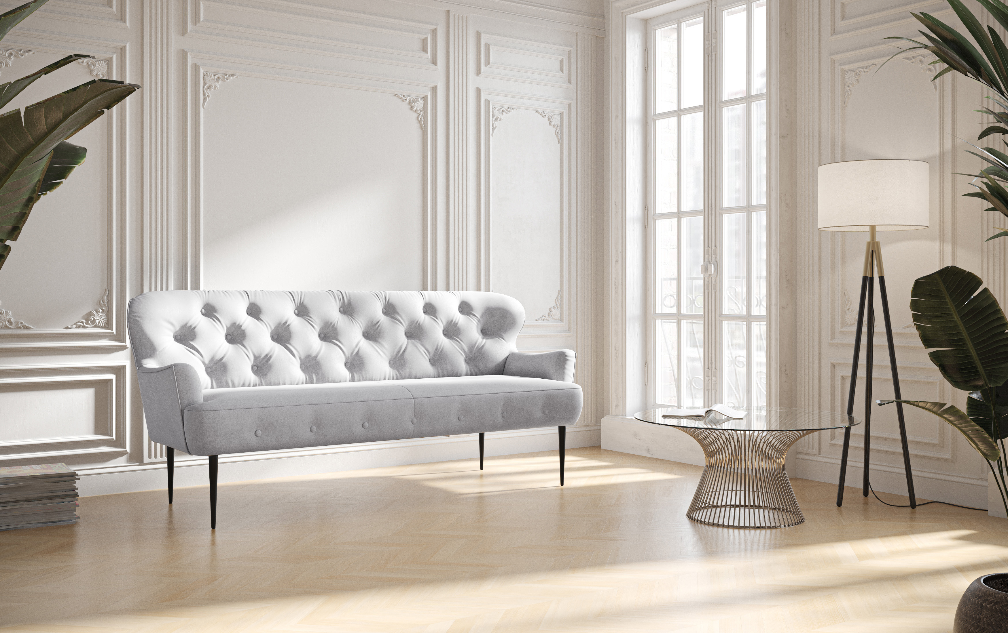 Home affaire 3-Sitzer "Amber" mit Knopfheftung,in verschieden Stoffarten