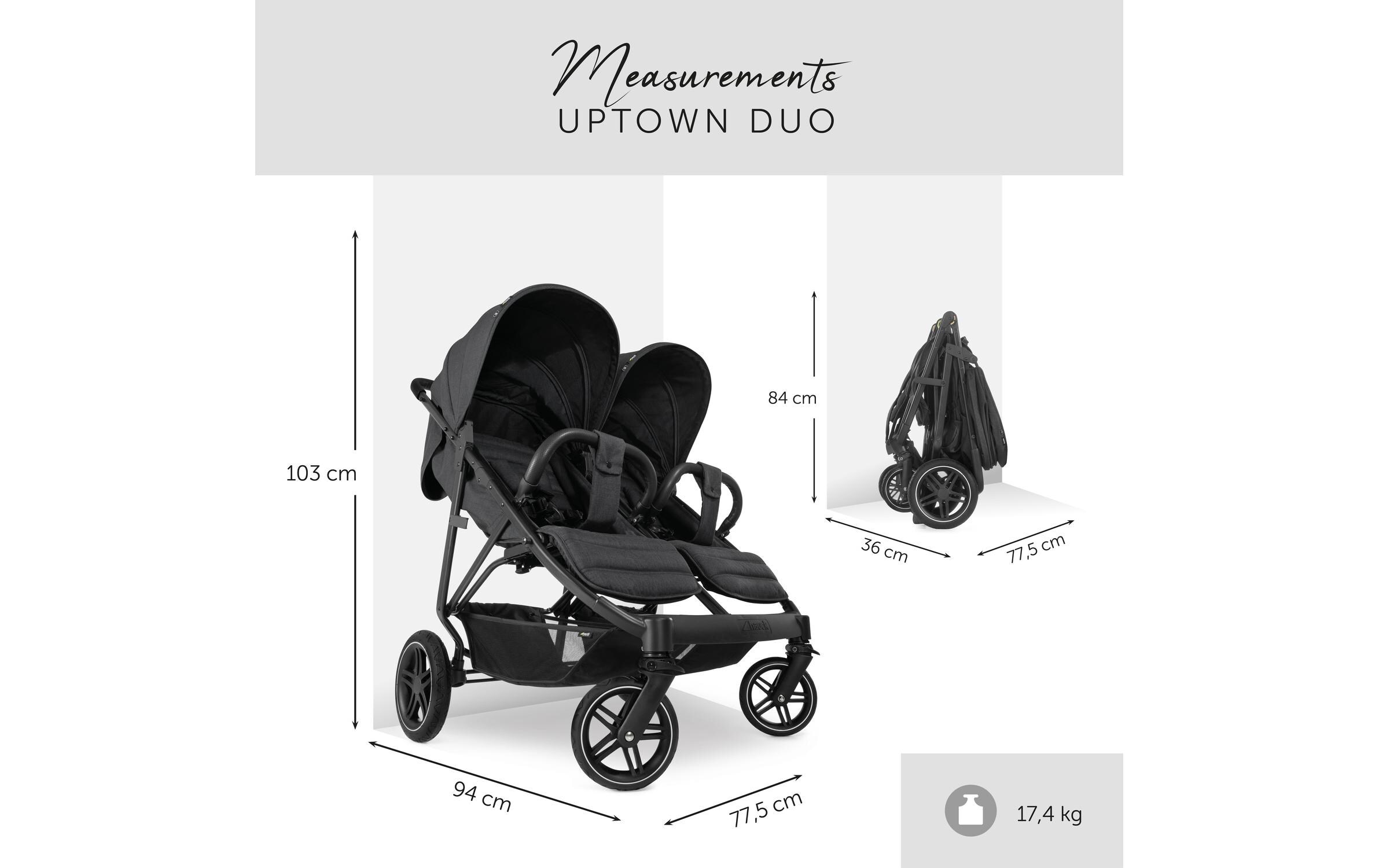 Hauck Geschwisterwagen »Uptown Duo S«, 36 kg