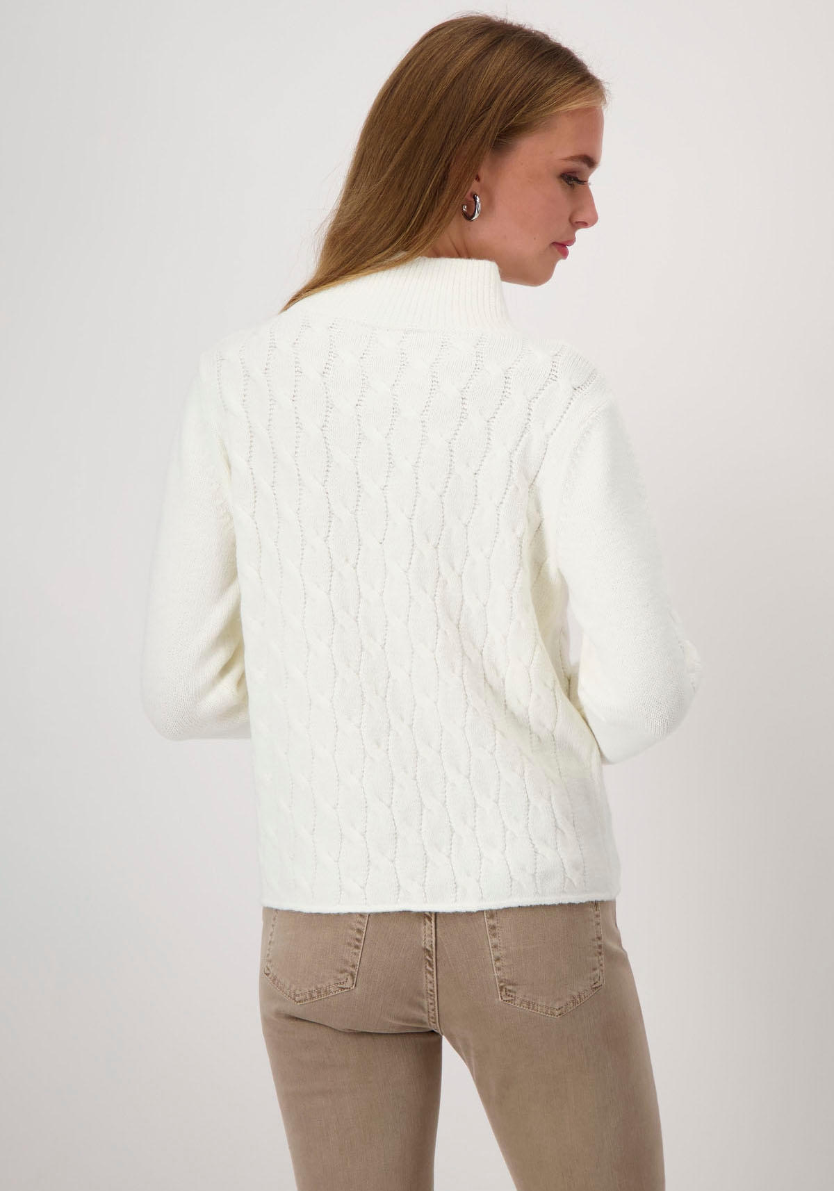 Monari Stehkragenpullover, mit Zopfmuster