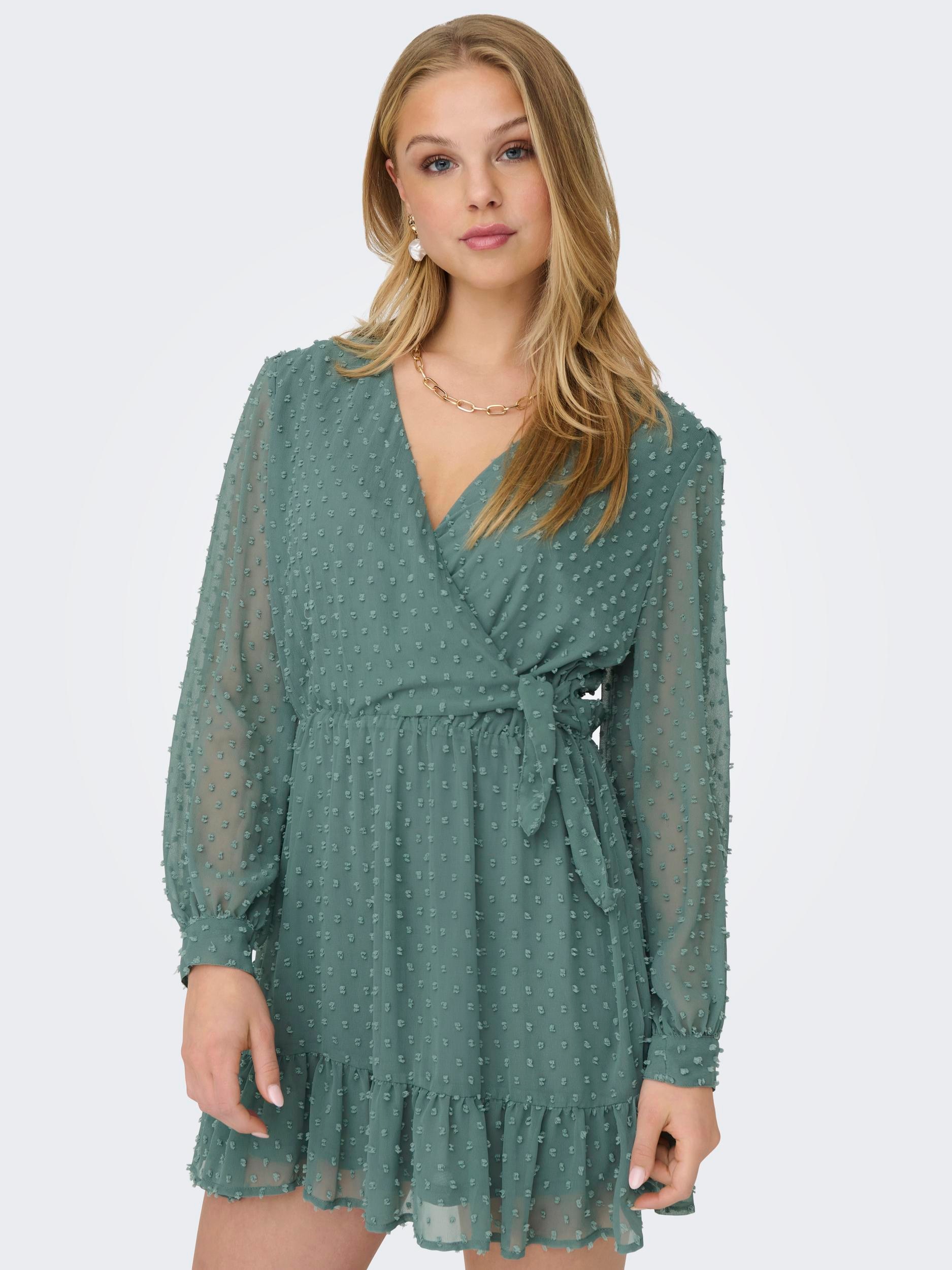 ONLY Wickelkleid »ONLTIVA L/S DOBBY FAKE WRAP DRESS WVN«