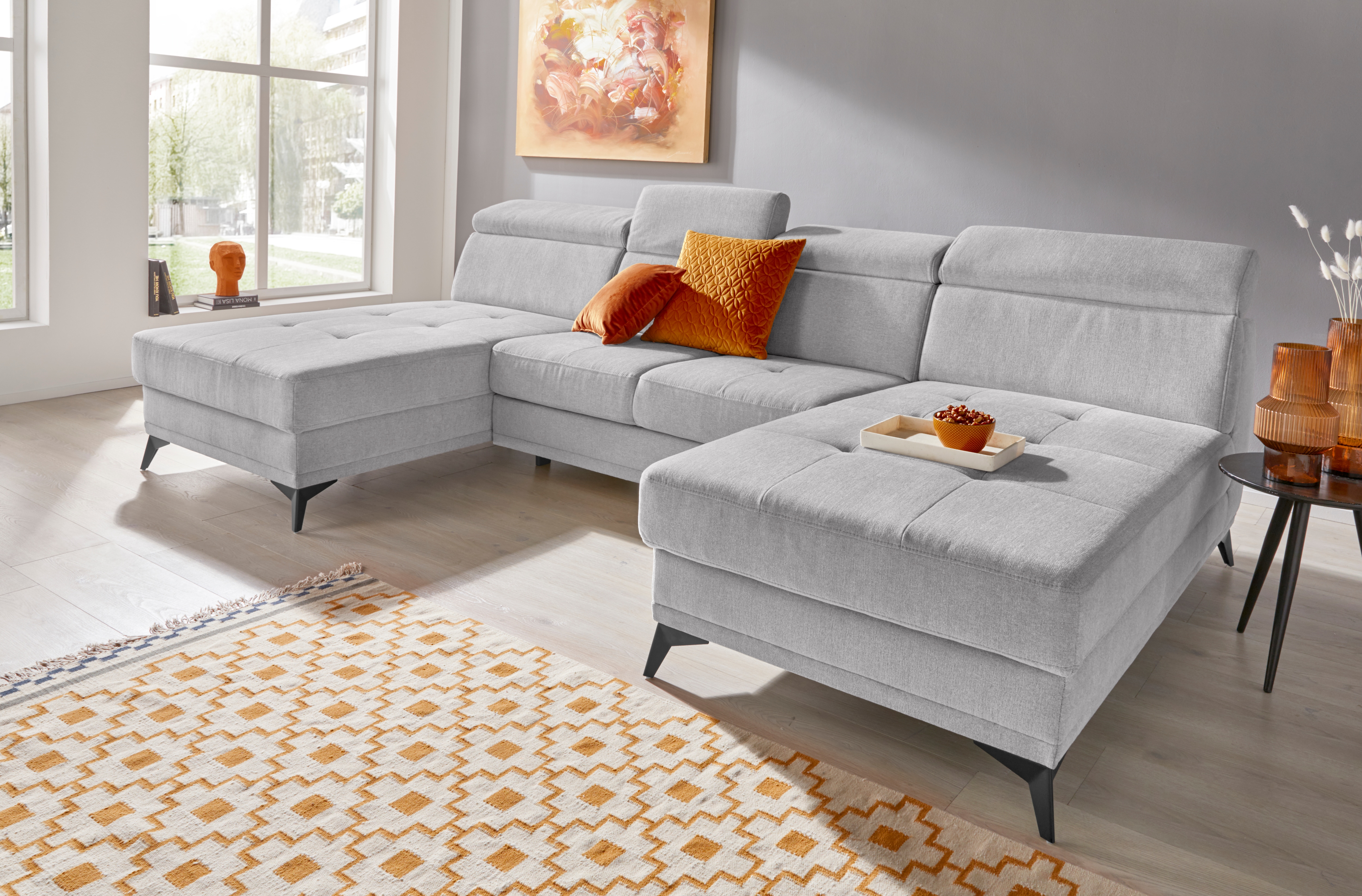 Home affaire Wohnlandschaft "Cardiz U-Form" inkl.Kopfteilverstellung und Federkern wahlweise mit Bettfunktion