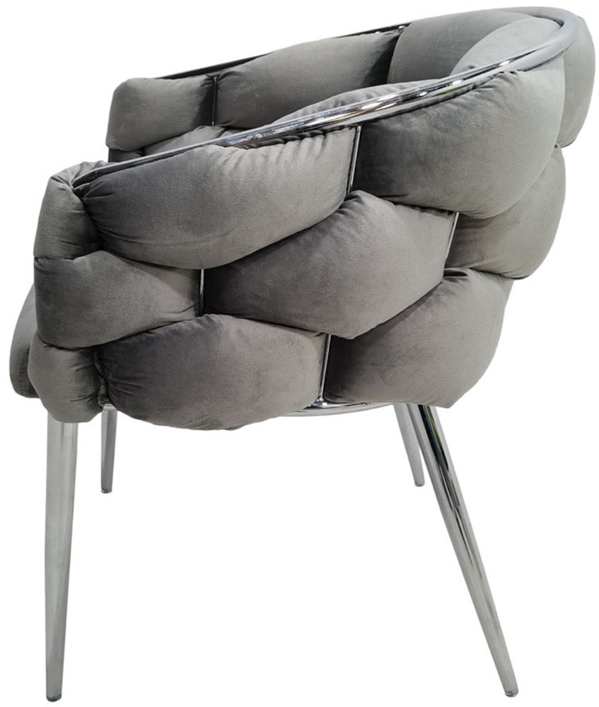 Kayoom Polsterstuhl »Stuhl Grace 125 2er-Set, Gestell aus Eisen, bequem gepolstert«, (Set), 2 St., Graziöses Design, absolutes Eye-Catcher, geflochtener Rücken