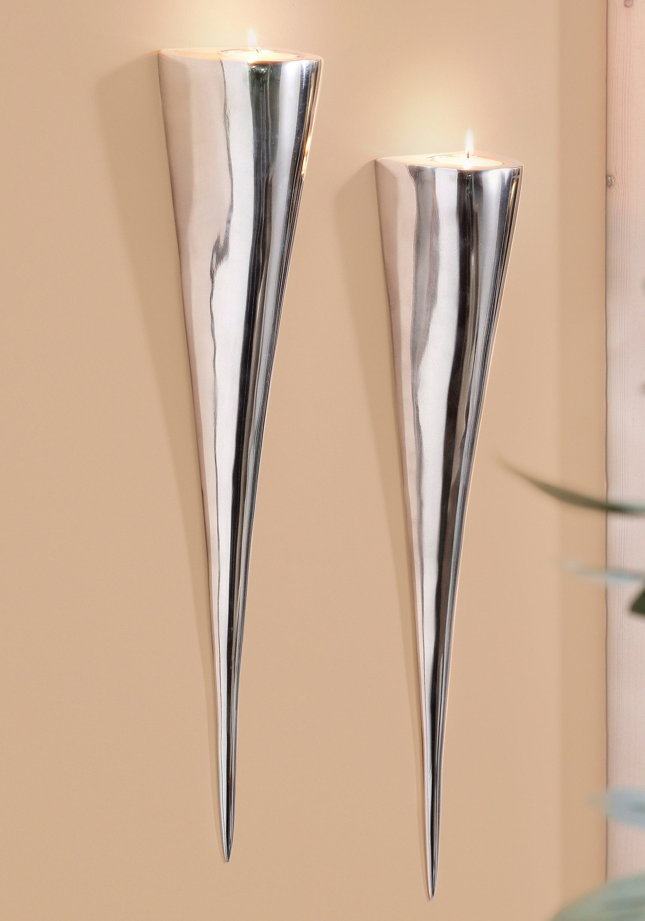 Home affaire Wandkerzenhalter, modern, Aluminium, silberfarben