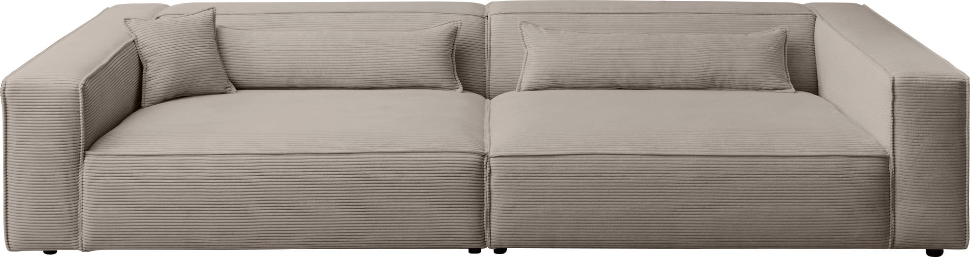 LeGer Home by Lena Gercke 3-Sitzer »PIARA, XXL Sofa mit Kedernaht, Big-Sofa in Cord oder Leinenoptik«, schwarze Füsse, bequemer Sitzkomfort, extra tiefe Sitzfläche