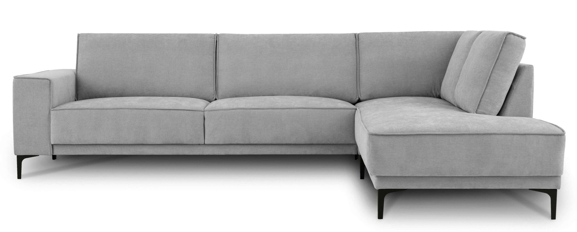 Places of Style Ecksofa »Polsterecke Oland, Struktur, Flachgewebe, Luxus-Microfaser, Boucle«, L-Form, 289 cm, Wellenunterfederung, Skandi-Design, Metallfüsse
