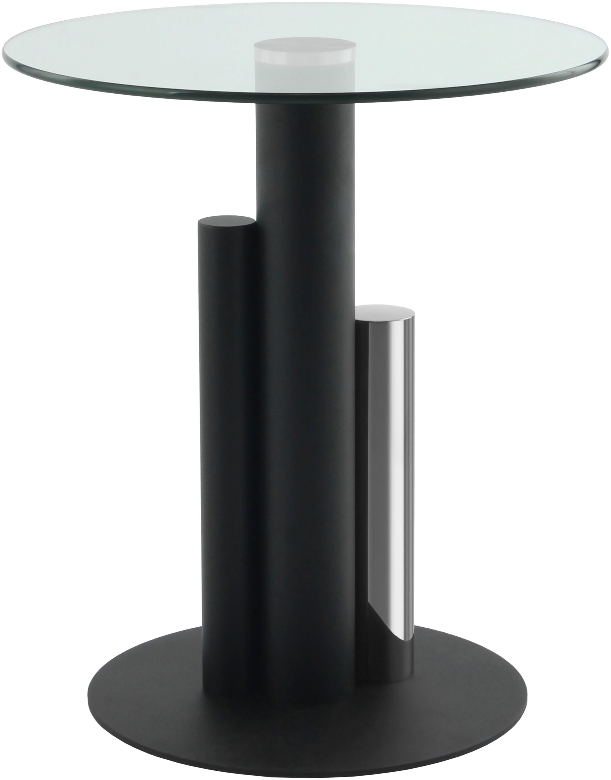 Kayoom Beistelltisch »Ontario 225, Runde Glasplatte aus Sicherheitsglas, 100% Edelstahl«, (1 St.), Modernes Design, zweifarbiges Säulengestell, Eyecatcher Element