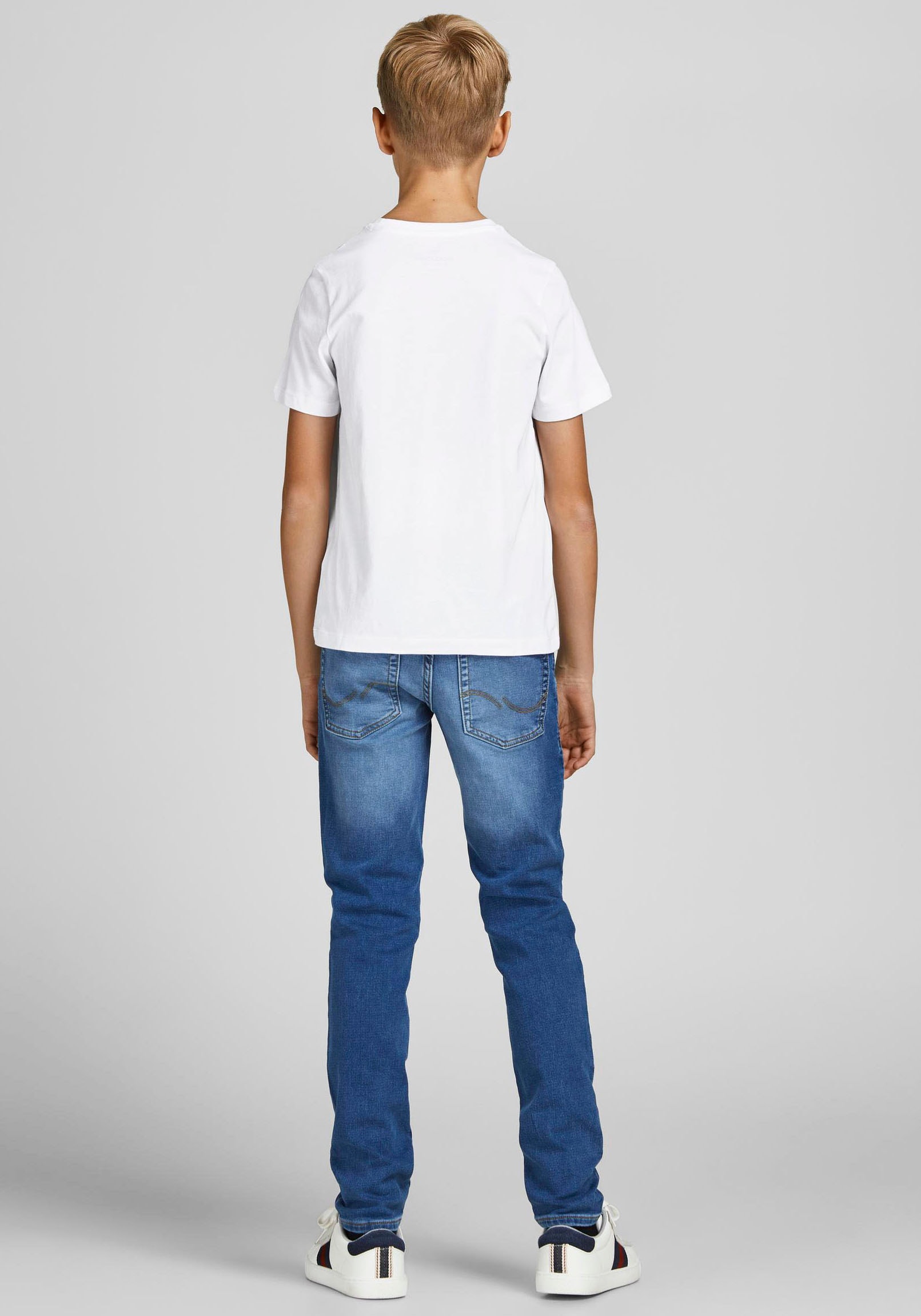 Jack & Jones Junior Rundhalsshirt »JJECORP mit Druck und Rundhals für coolen Look«, (Packung, 2 tlg.), bedruckt, modisch, regular fit, Single Jersey, Rundhals