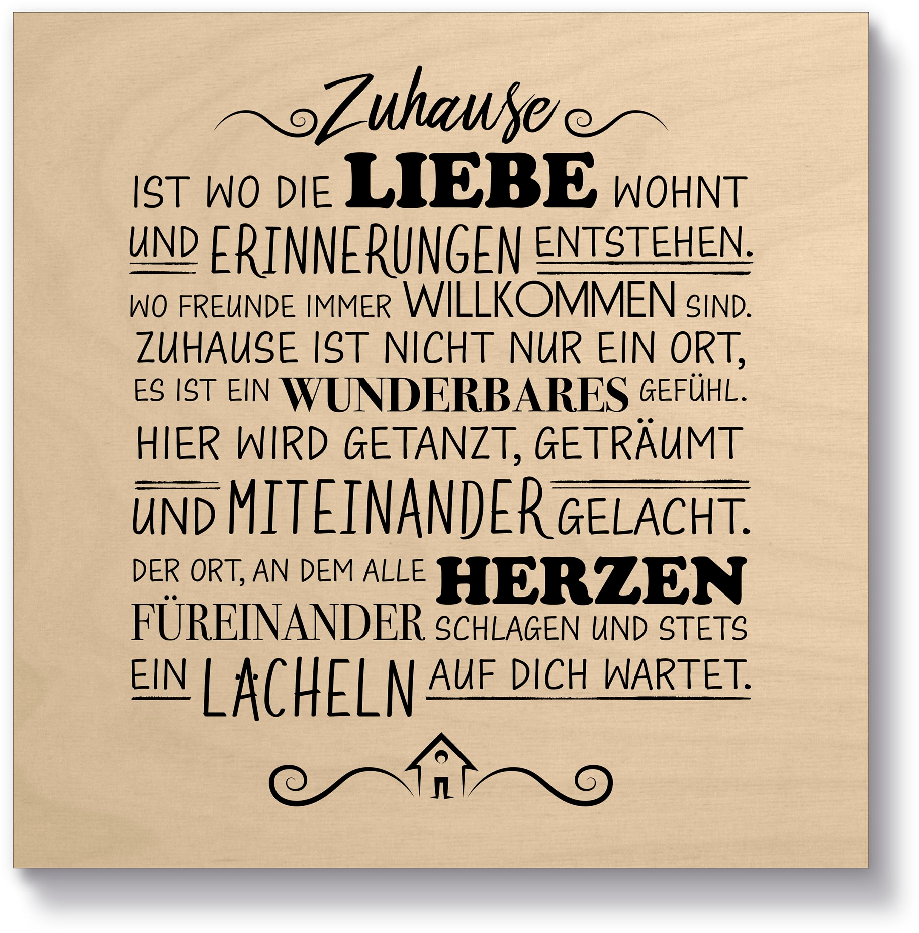 Artland Holzbild »Zuhause I«, Sprüche & Texte, (1 St.)