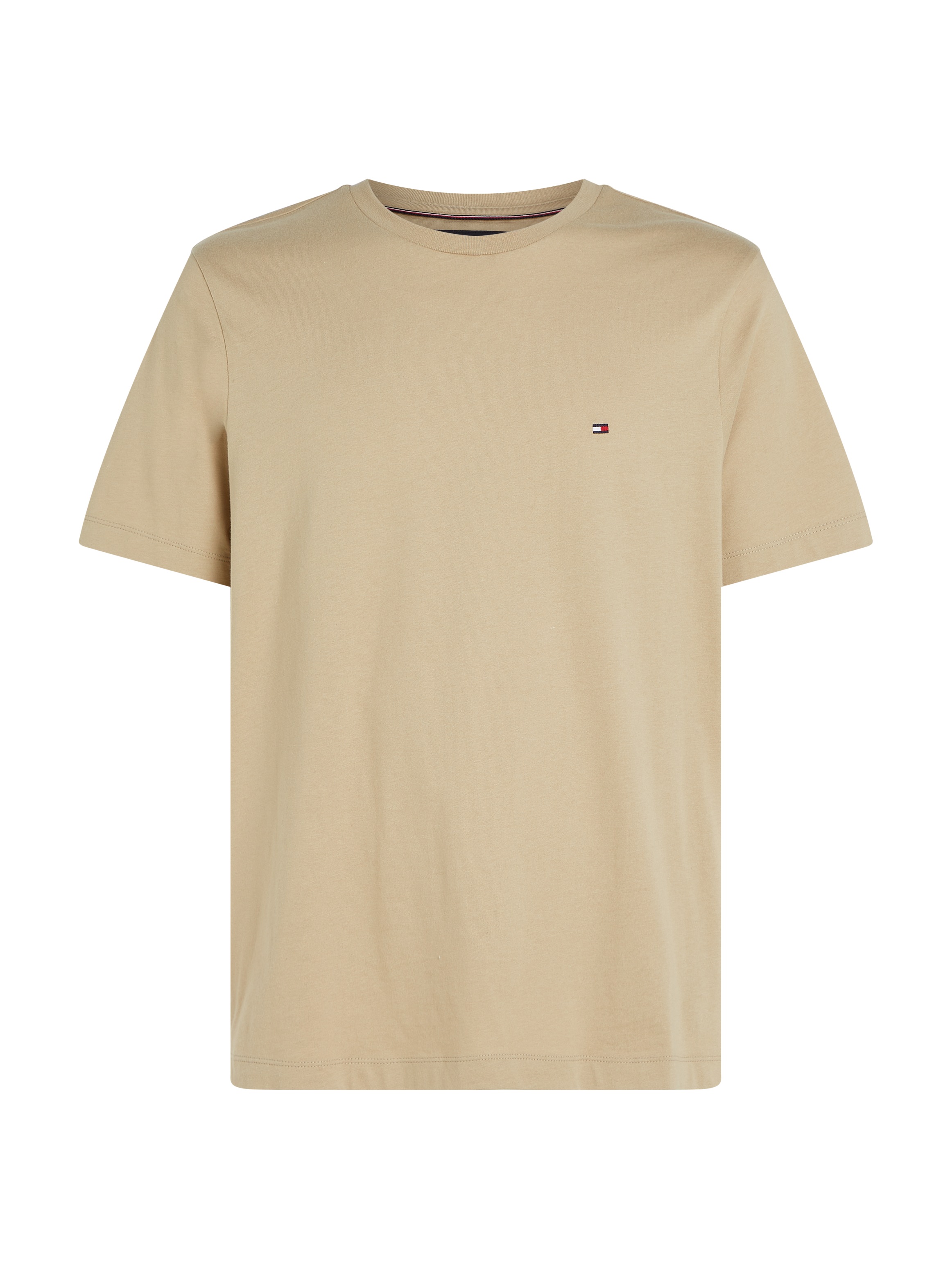 Tommy Hilfiger T-Shirt »ESSENTIAL REG FIT SOLID TEE mit Stickerei und Rundhals«, unifarben, casual, regular fit, Baumwolle, Rundhals