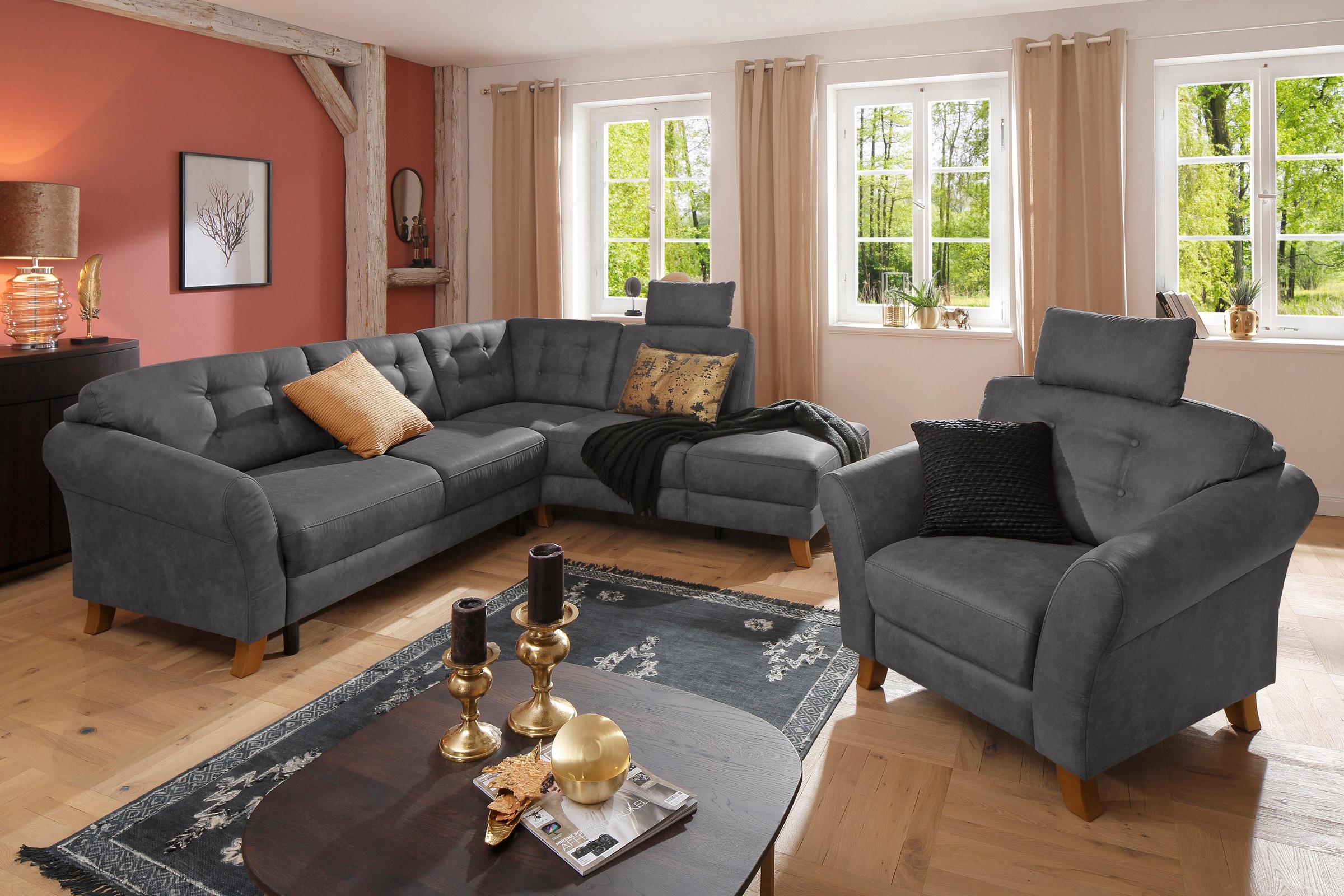 Home affaire Sessel »Trondheim«, mit Federkern, Knopfheftung im Rücken