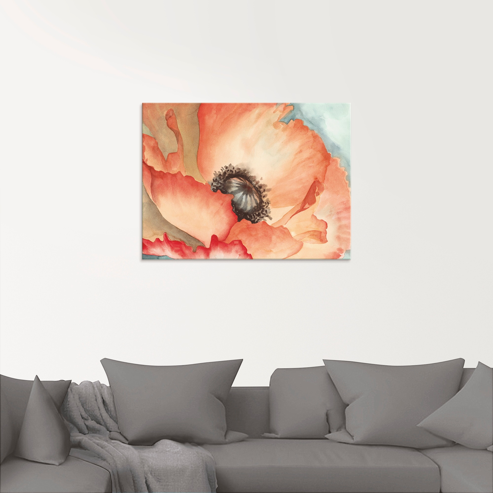 Artland Glasbild »Wasserfarben Mohn II«, Blumen, (1 St.), in verschiedenen Grössen