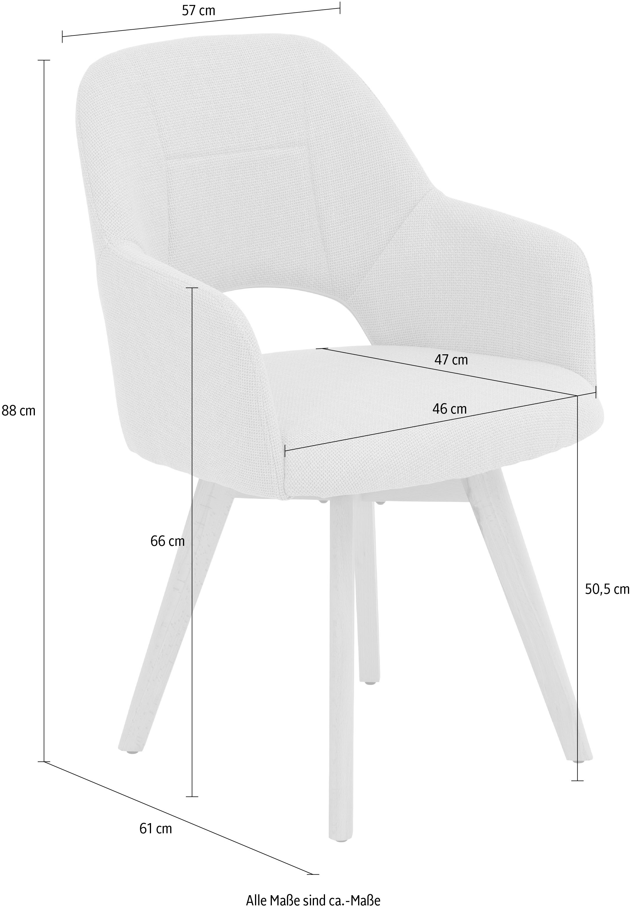 HELA 4-Fussstuhl »STADE«, (Set), 2 St., Microfaser-Webstoff, 360° drehbar,Massivholz 4-Fuss,Armlehnen,Ausschnitt im Rücken