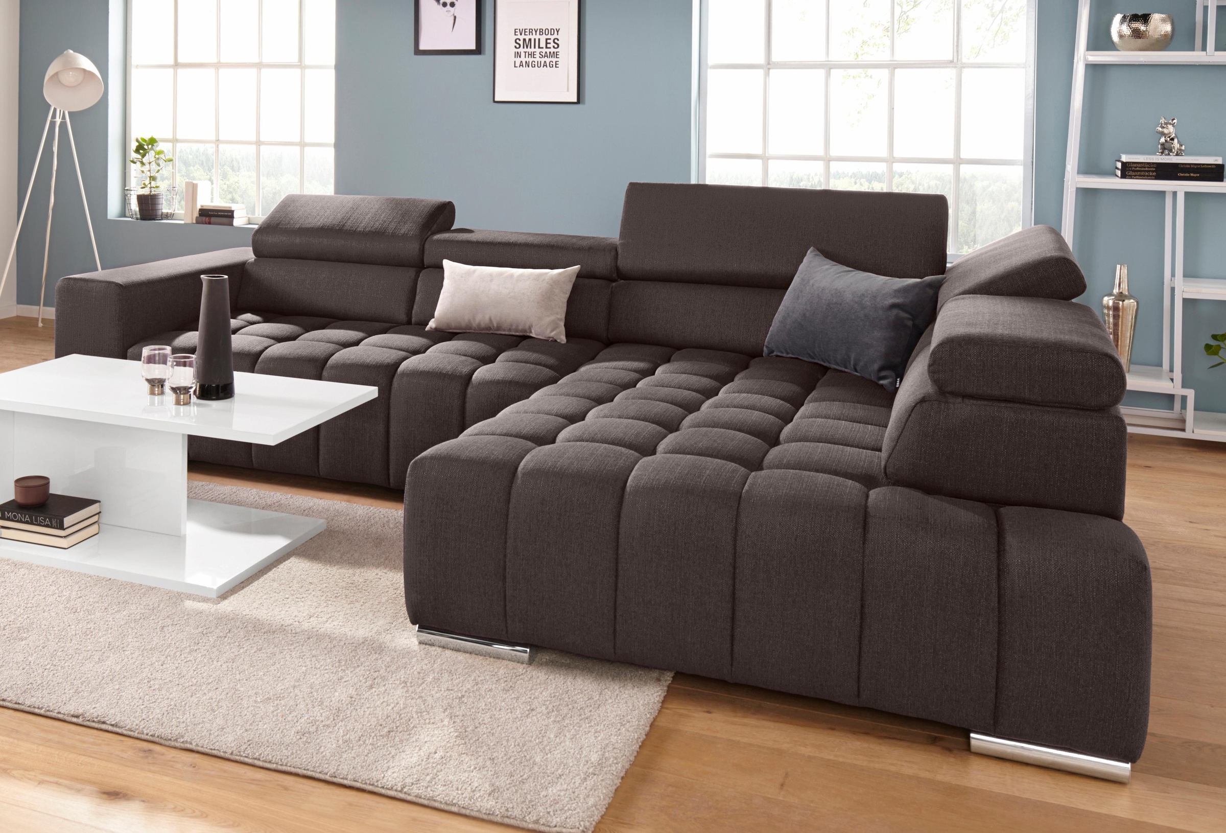 exxpo - sofa fashion Ecksofa Elias, L-Form, mit Kopf- bzw. Rückenverstellung, wahlweise mit Bettfunktion