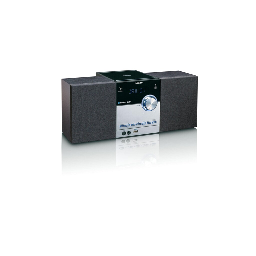Lenco Microanlage »MC-150 Schwarz Silber«, (CD-Bluetooth Digitalradio (DAB+)-FM-Tuner)