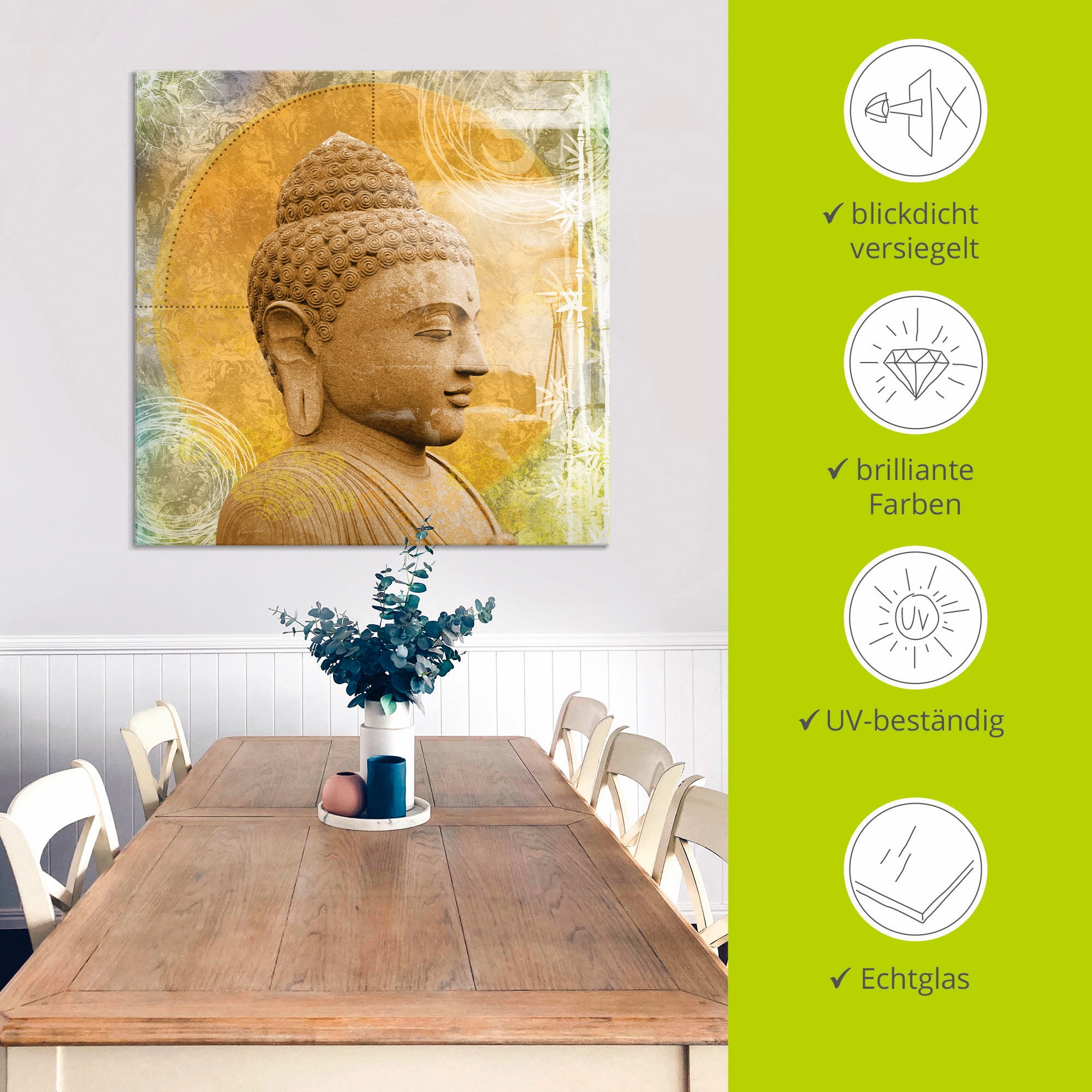 Artland Glasbild »Buddha II«, Spa, (1 St.), in verschiedenen Grössen