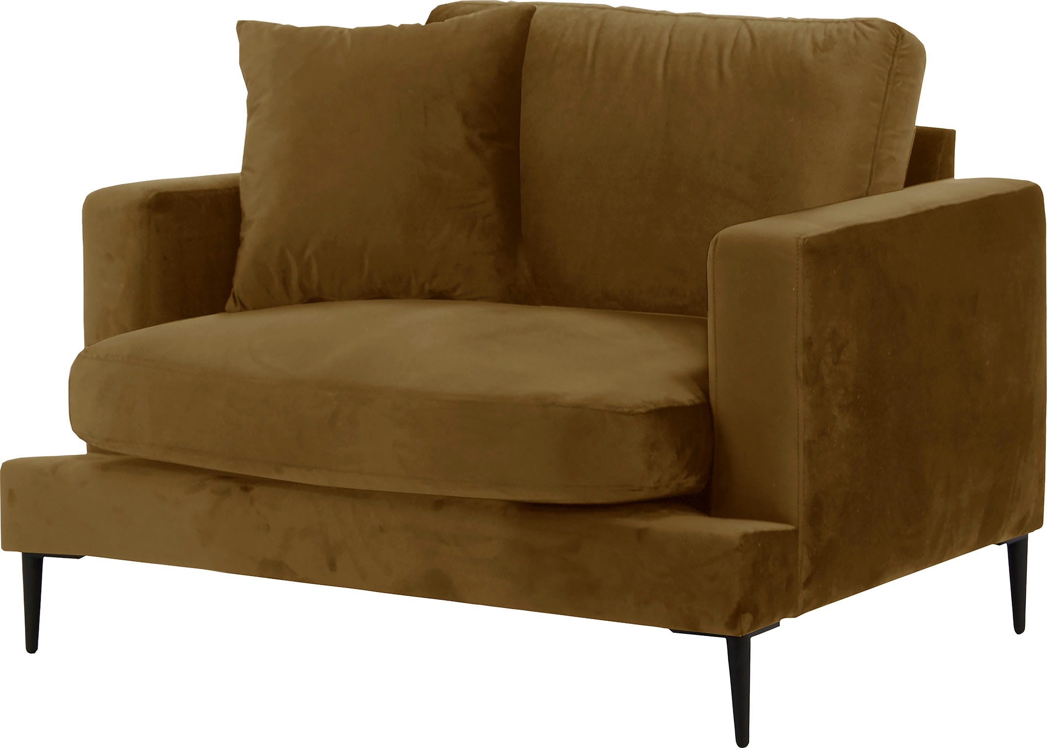 Leonique Sessel »Cozy Loungesessel, Designersessel, Masse B/T/H: 91/97/80 cm«, mit Metallbeinen und Zierkissen