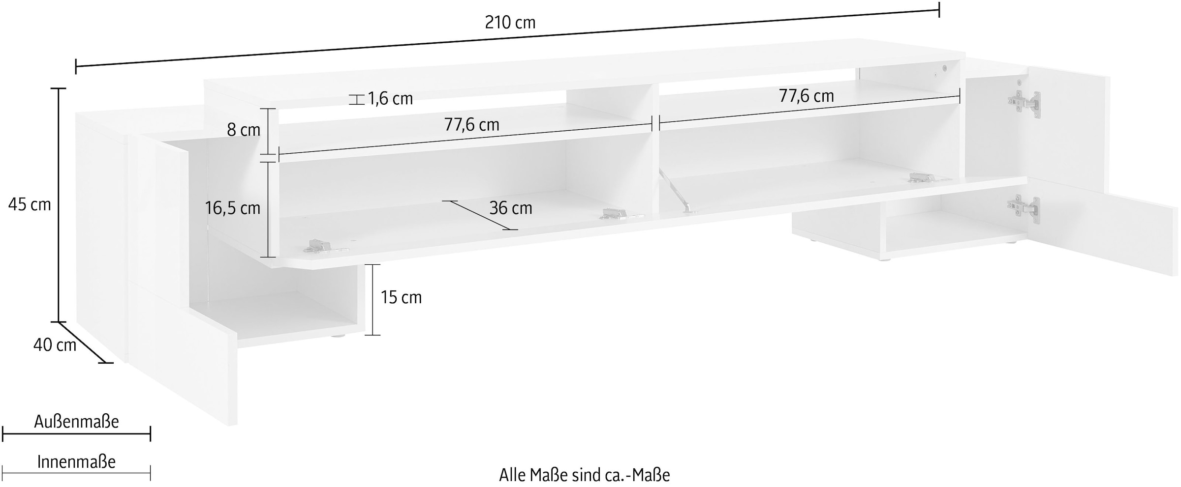 INOSIGN Lowboard »Pillon«, Breite 210 cm