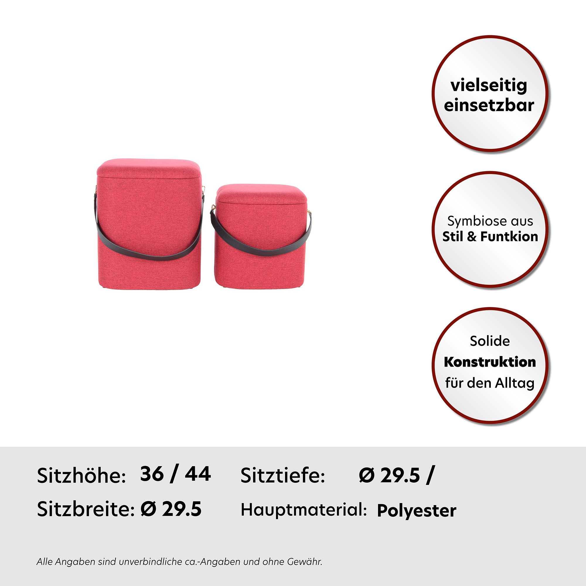 Kayoom Hocker »Arabella 225 2er-Set, abnehmbare Sitzfläche, Lagerfläche im Inneren«, (Set, 2 St.), stapelbar, gepolstert, mit Stauraum, abgerundete quadratische Form