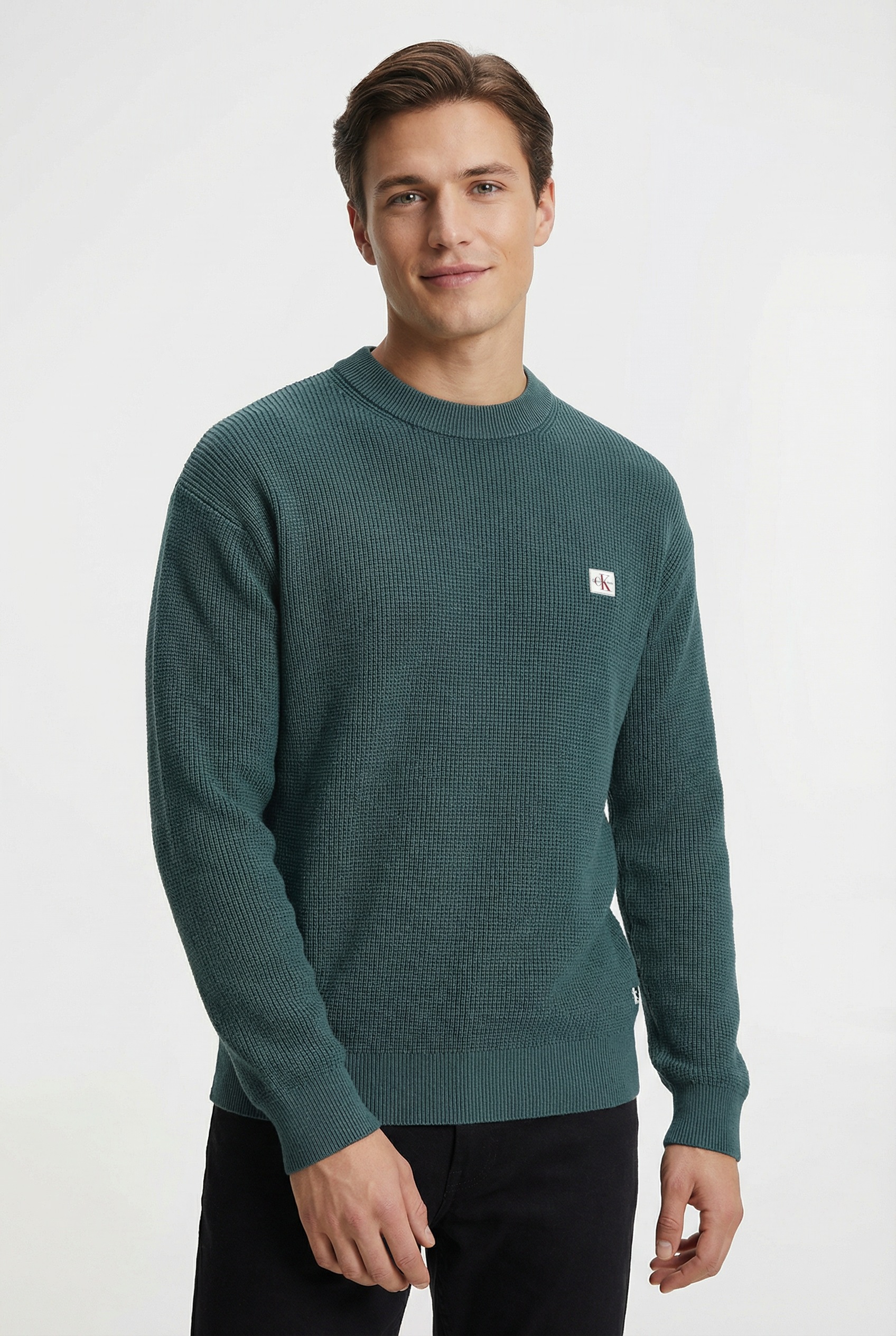 Calvin Klein Jeans Rundhalspullover »LS EZ COTTON WAFFLE CRWNK SWTR 9« Rundhalsausschnitt, regular fit