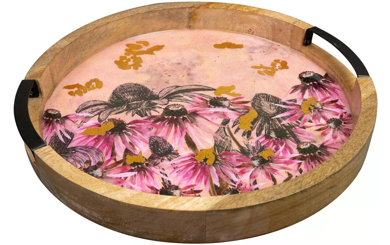 Tablett "CHALET Polly Ø 35 Pink" Holzart: Mango (Indien)