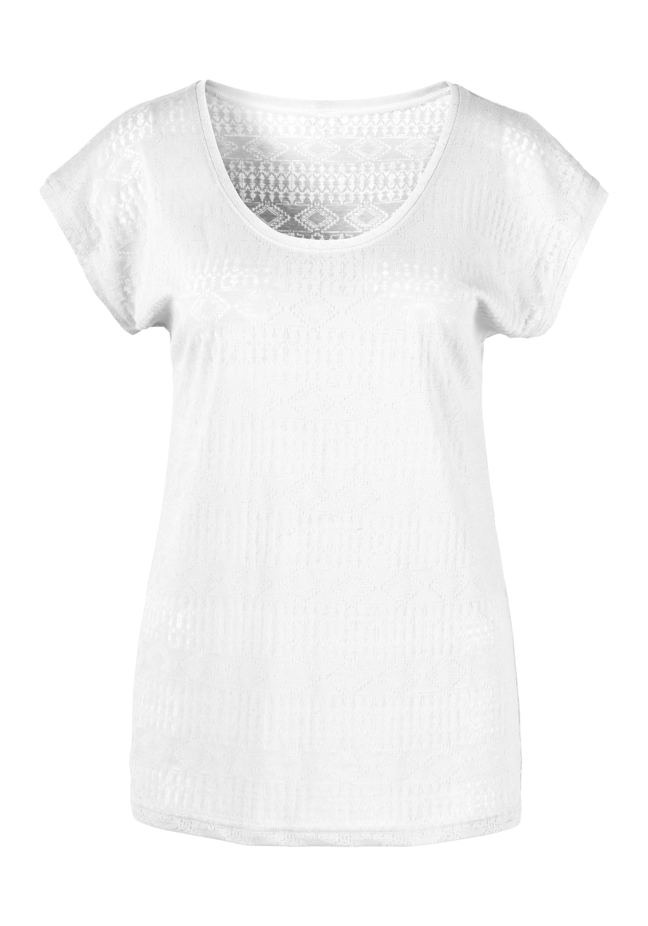 LASCANA T-Shirt, (2er-Pack), Ausbrenner-Qualität mit leicht transparentem Ethno-Design