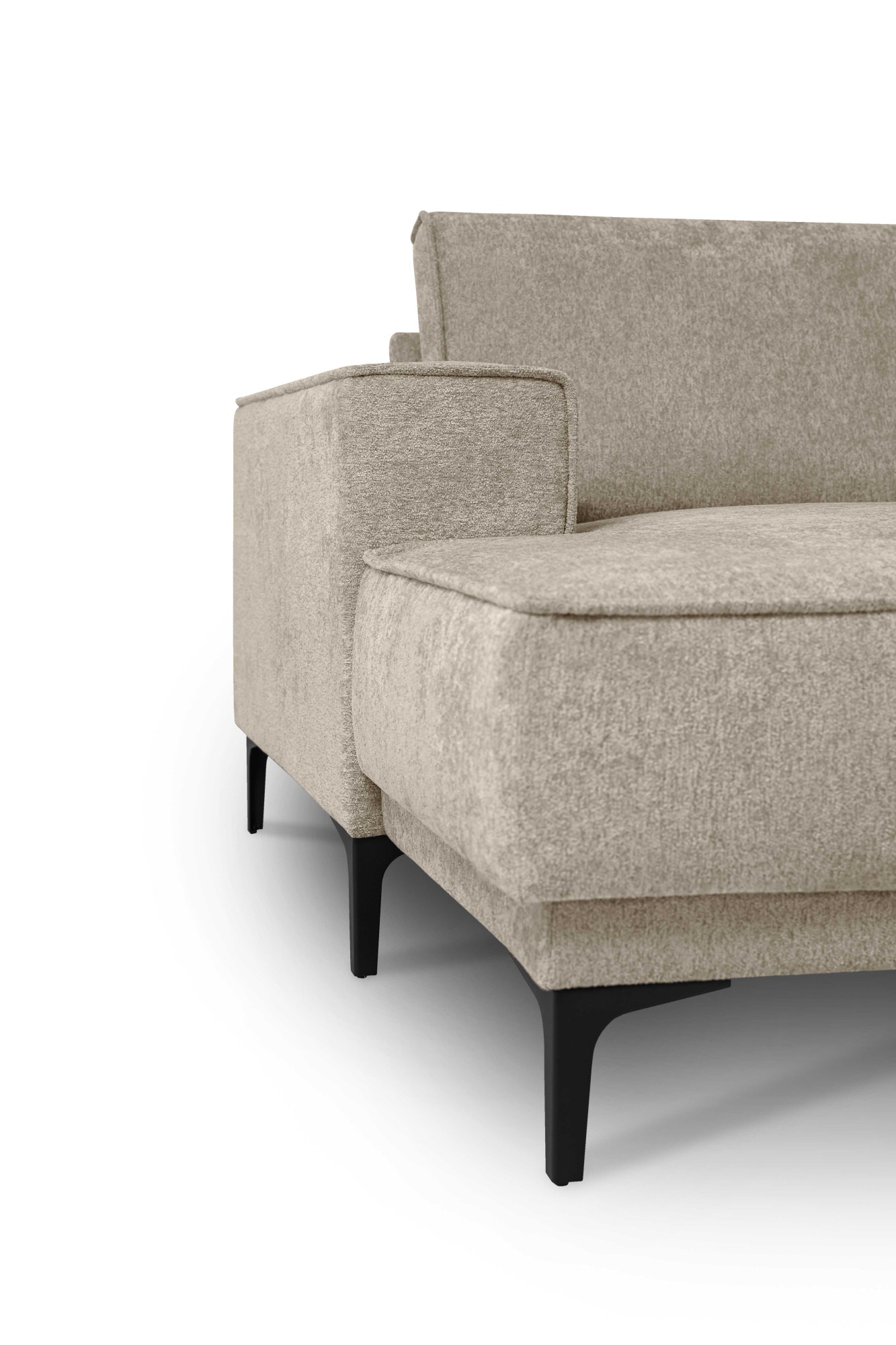 Places of Style Wohnlandschaft »XXL Sofa Oland, Struktur, Flachgewebe, Luxus-Microfaser, Boucle«, U-Form, 345 cm, Wellenunterfederung, Skandi-Design, Metallfüsse