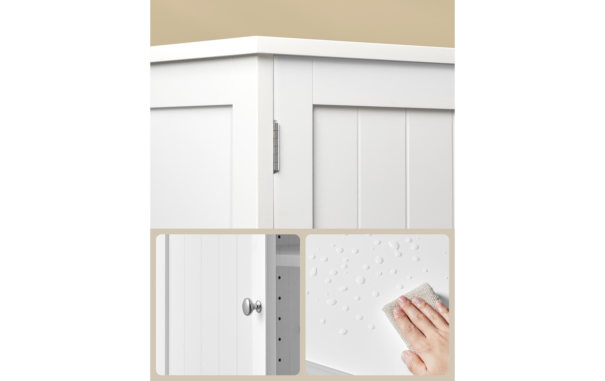 VASAGLE Schuhschrank »Landhausstil 120 x 70 cm«, Verfügt ein offenes Fach und einen Schrank mit insgesamt 4 Ablagen