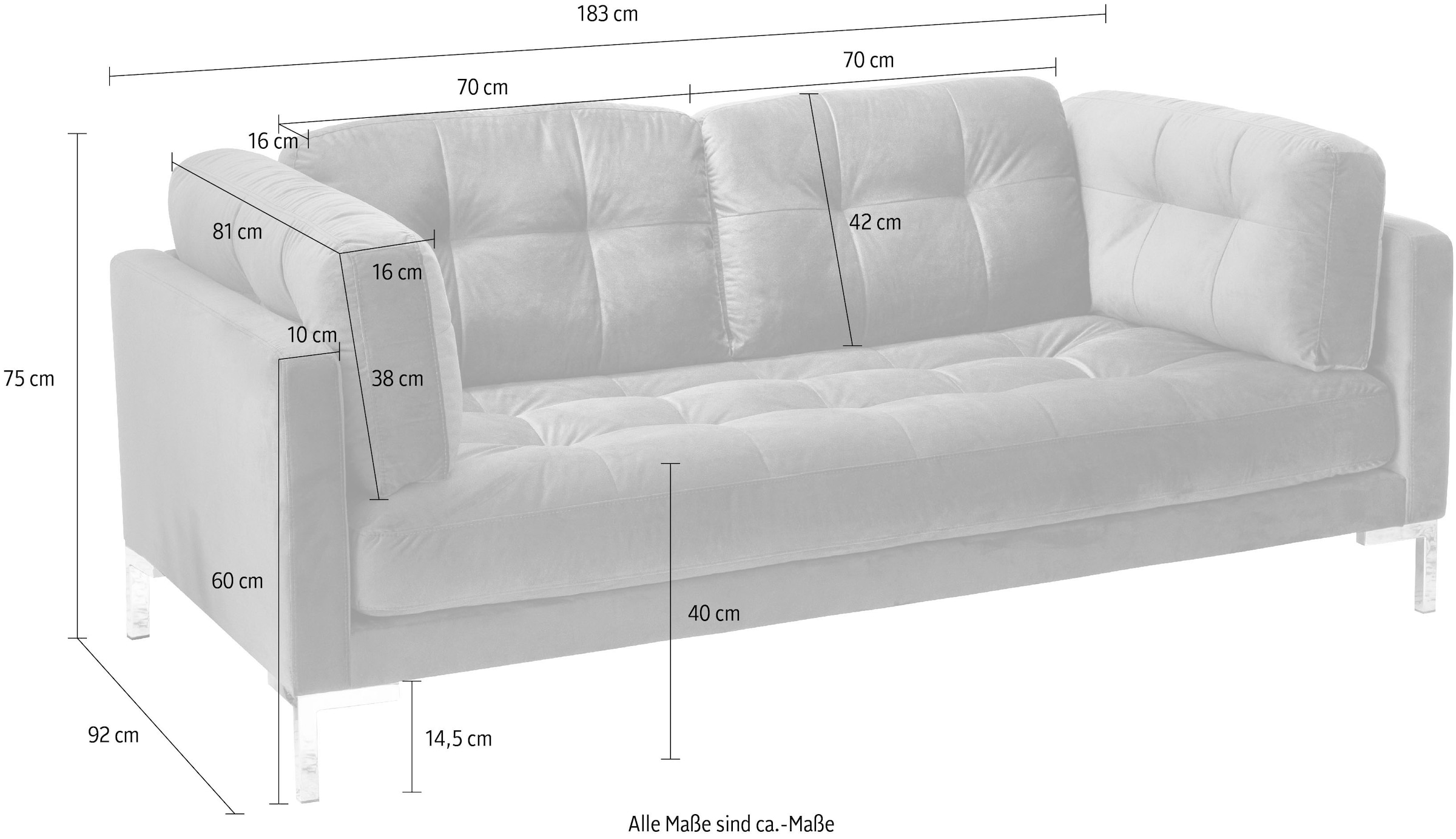 Trends by HG 2-Sitzer »Landau«, in Cord-Stoff mit Metallfuss