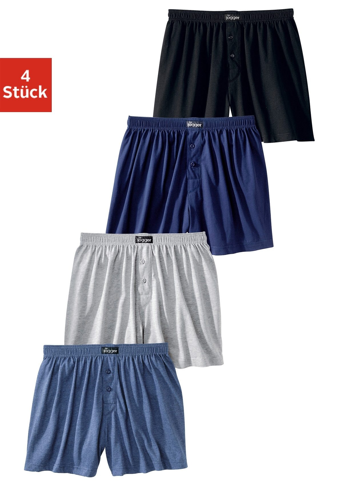 le jogger® Weiter Boxer Packung, 4 Stk. aus angenehm weicher Baumwoll-Qualität