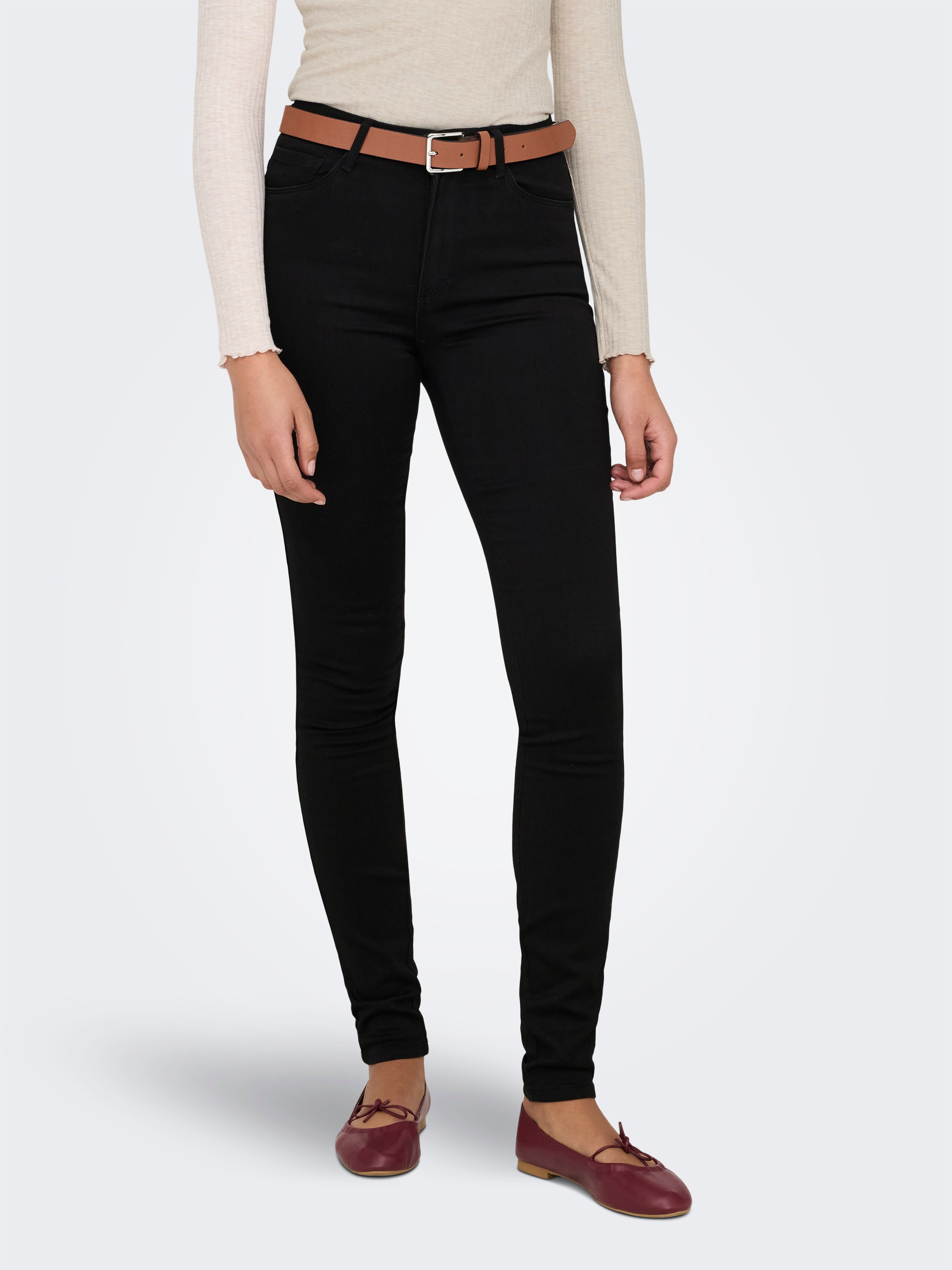 ONLY High-waist-Jeans »ONLROYA – Skinny-Jeans mit hohem Bund und Stretchkomfort« unifarben, modisch, skinny fit, Baumwollmischung