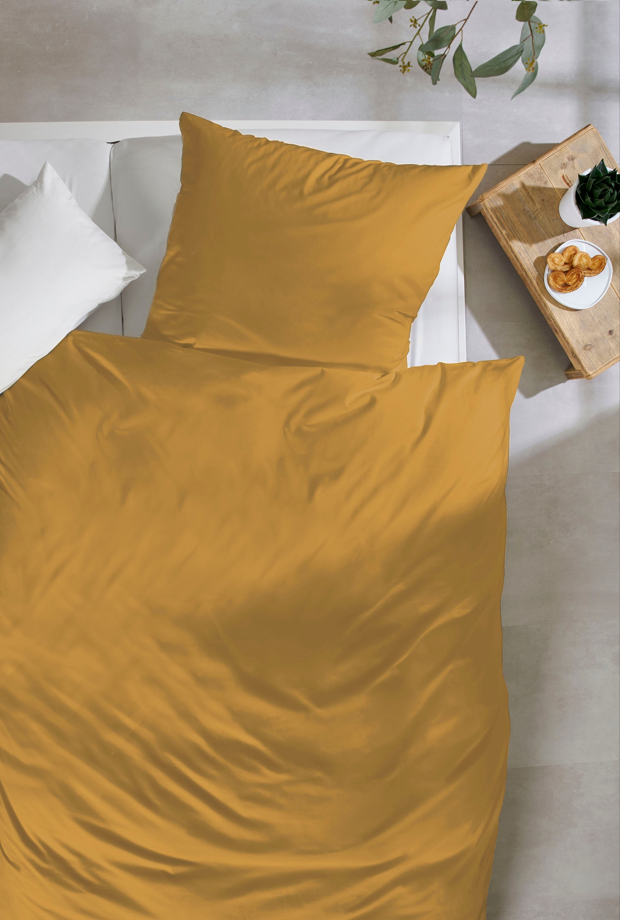 Primera Bettwäsche »Uni Luxus-Satin in Gr. 135x200, 155x220 oder 200x200 cm«, Bettwäsche aus Baumwolle, unifarbene Bettwäsche mit Reissverschluss