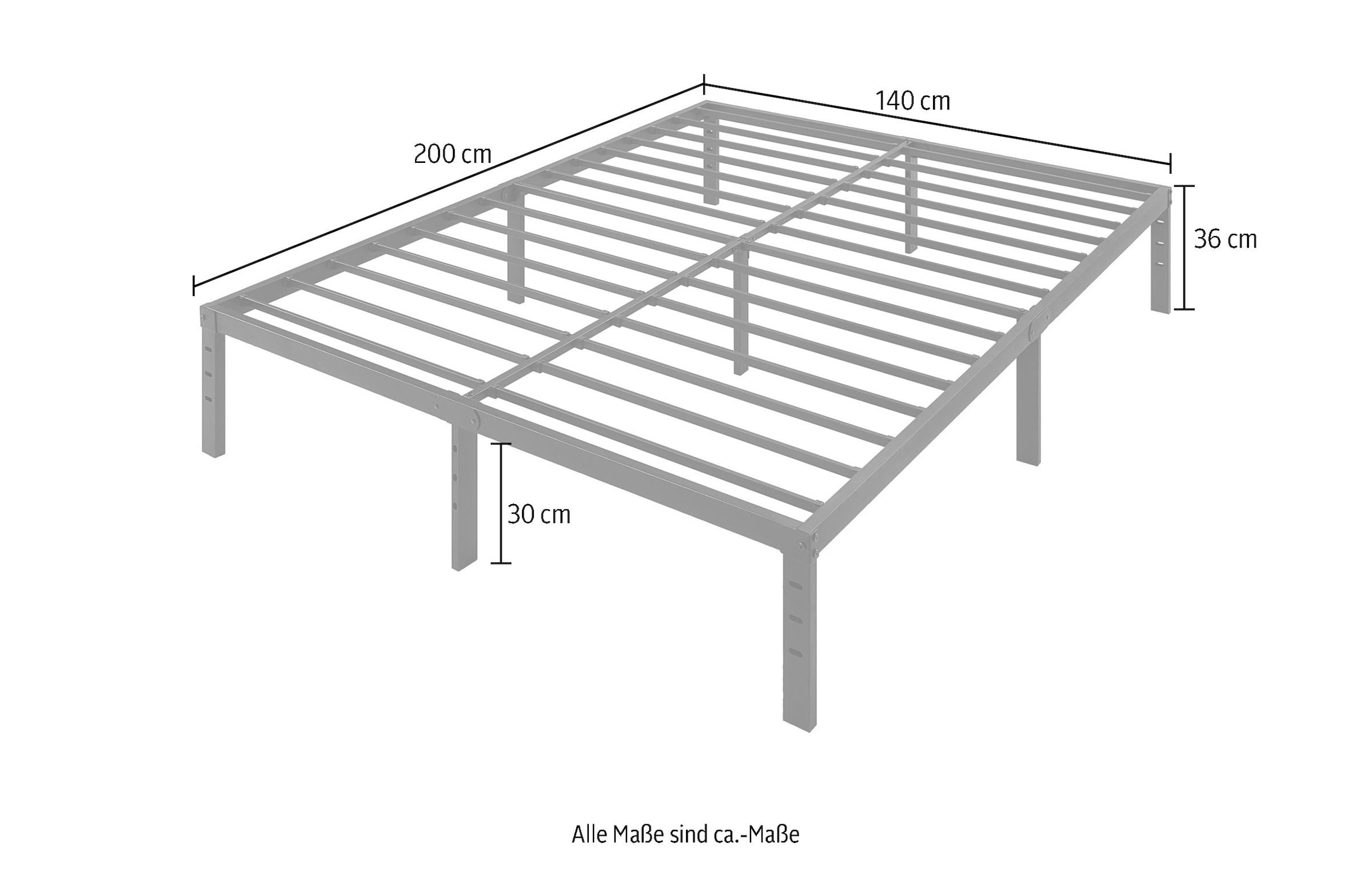 ATLANTIC home collection Metallbett »Rafael«, Plattformbett, mit Platz für Stauraum