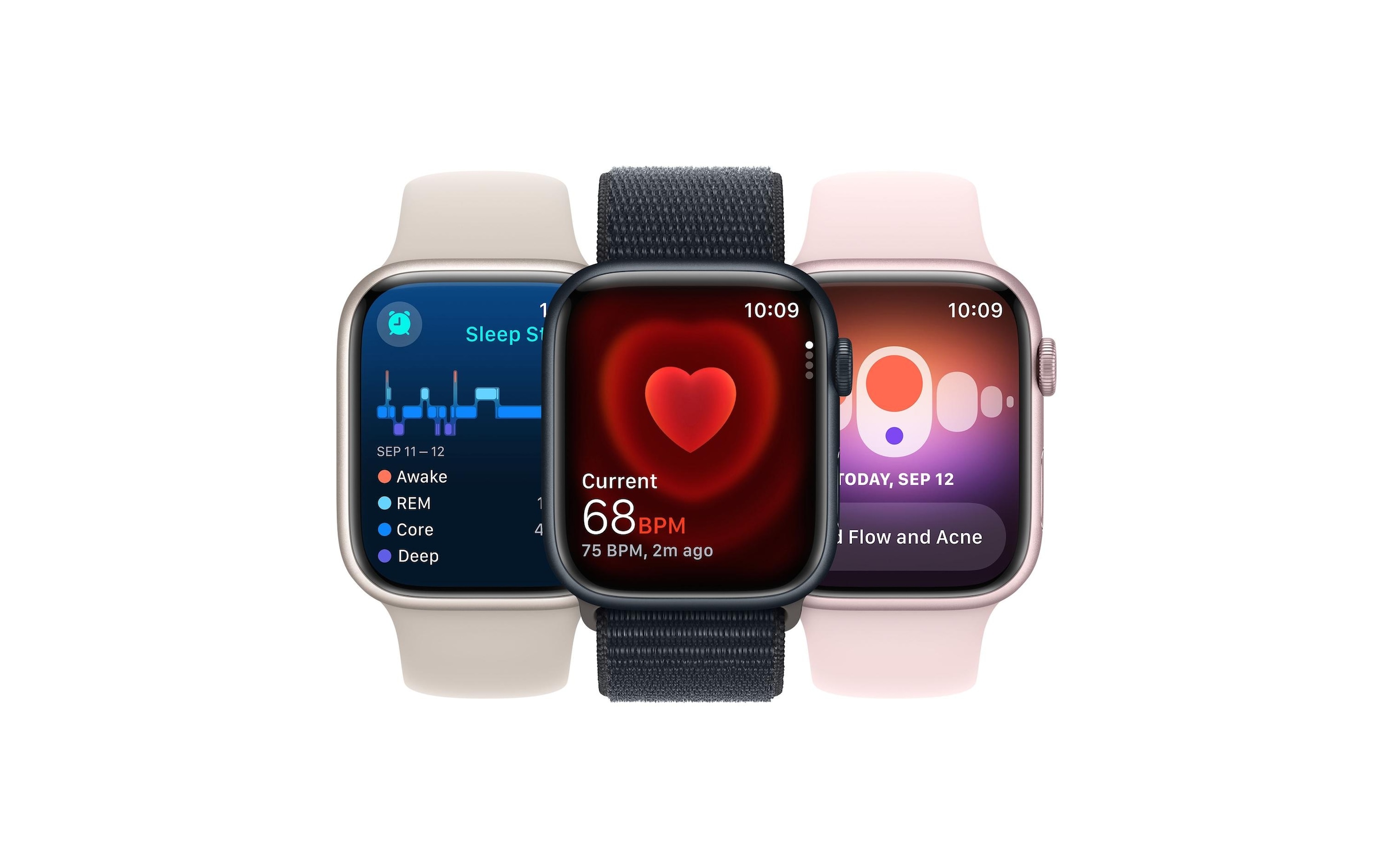 Apple Smartwatch »Series 9, GPS, Aluminium-Gehäuse mit Sportarmband«, (Watch OS 10)