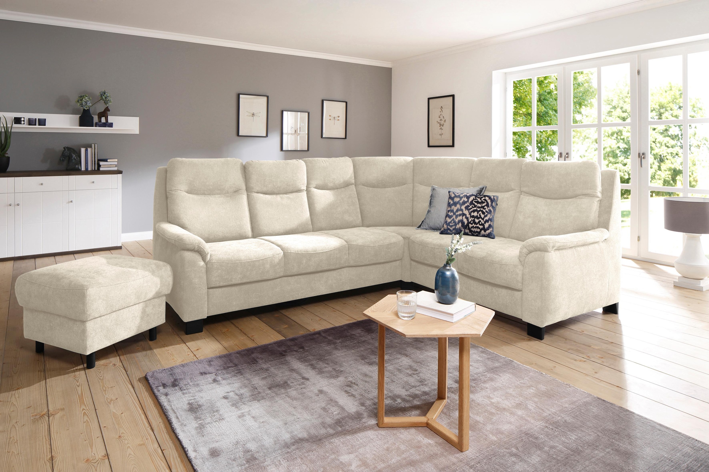 Home affaire Ecksofa "Boccaccio L-Form" mit Federkern, incl. Kopfteilverstellung, wahlweise Bettfunktion
