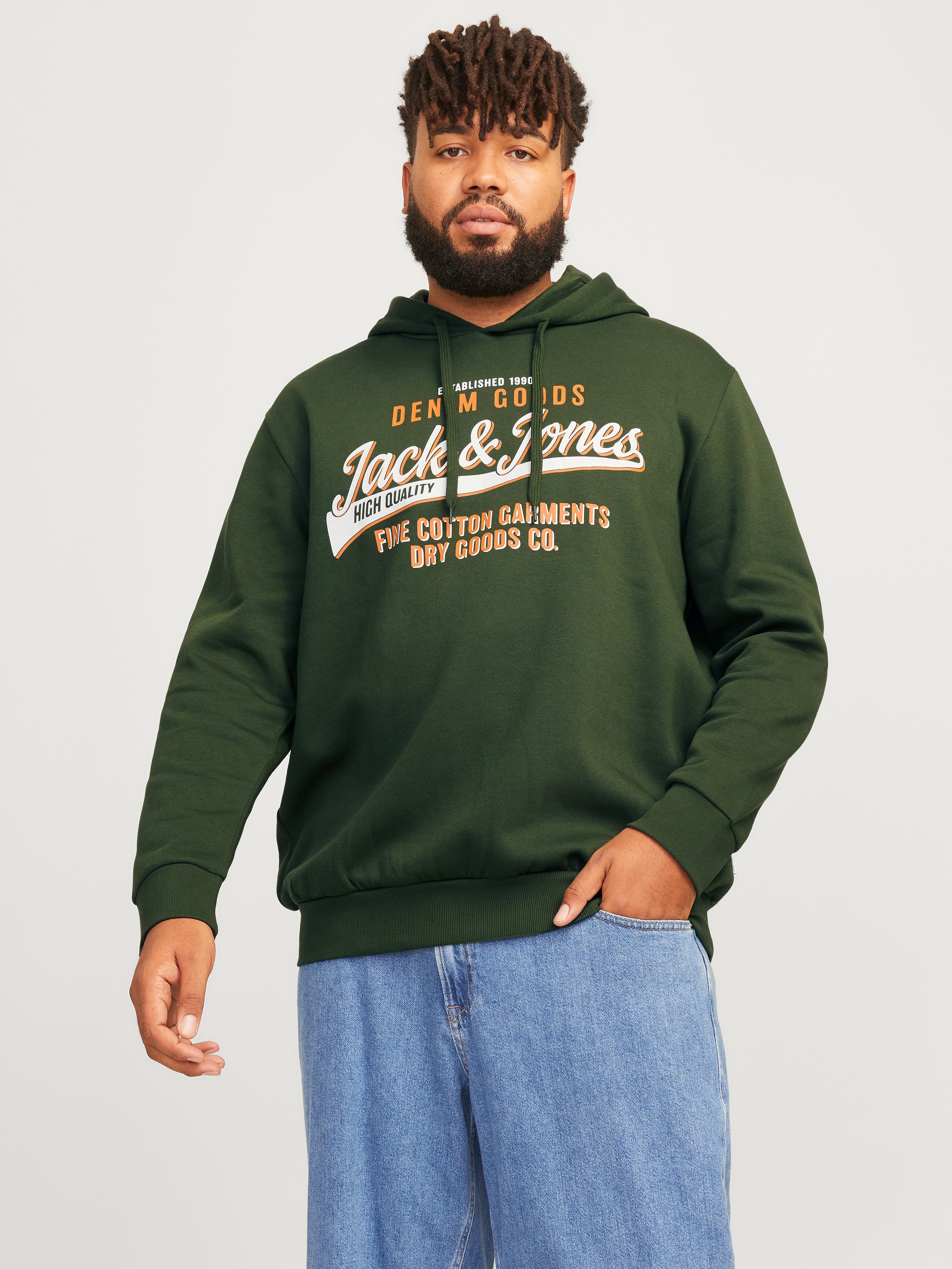 Jack & Jones PlusSize Hoodie »JJELOGO SWEAT HOOD 2 COL 24/25 NOOS PLS«, mit Logo Frontprint
