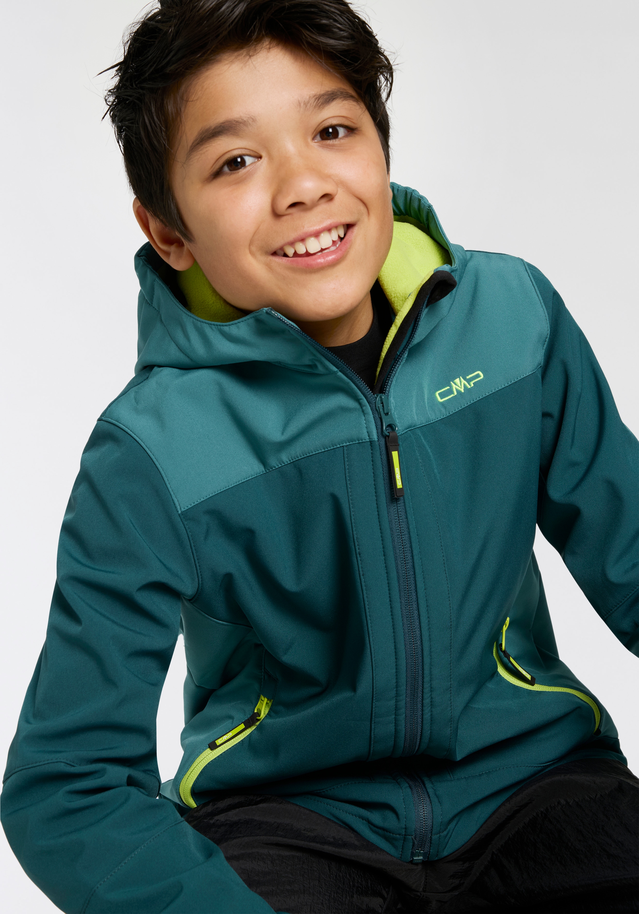 CMP Softshelljacke »KID SOFTSHELL JACKET FIX HOOD für Kinder«, (1 St.), mit Kapuze, Atmungsaktiv & Wärmeisolierend & Wasserabweisend & für Kinder