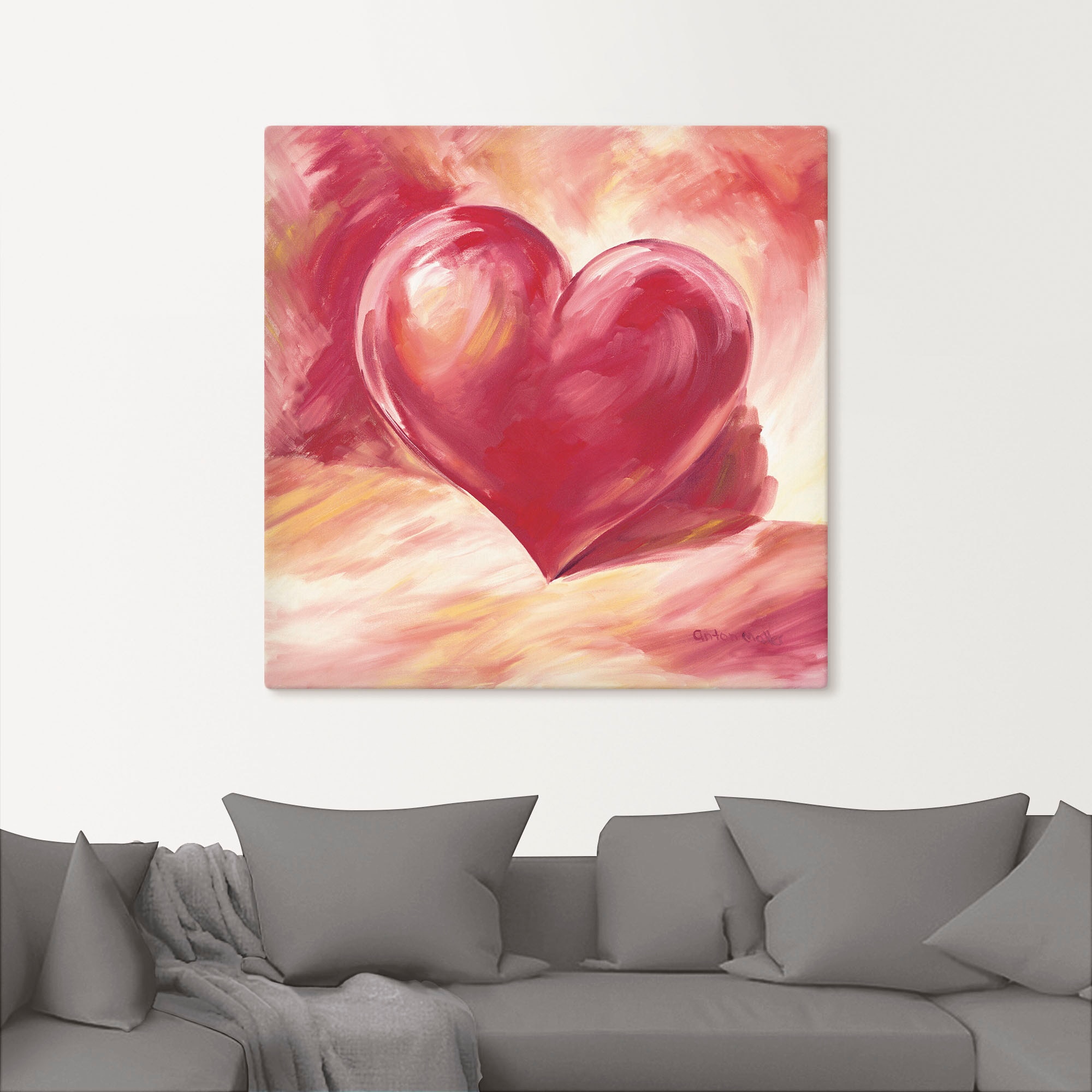 Artland Wandbild »Rosa/rotes Herz«, Herzen, (1 St.), als Alubild, Outdoorbild, Leinwandbild, Poster, Wandaufkleber