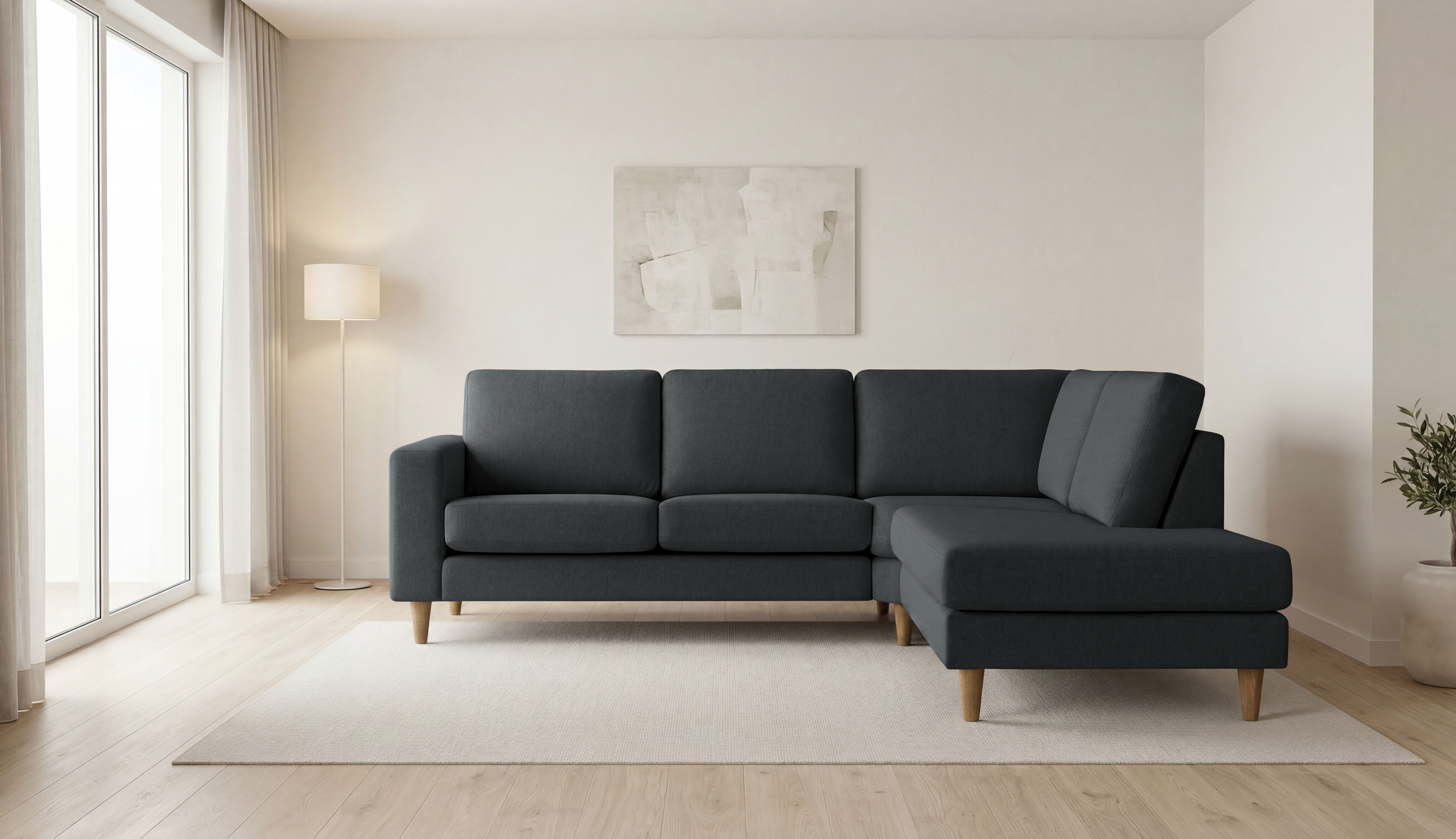 GOODproduct Ecksofa "Tvinno" im skandinavischen Stil, L-Form, mit Massivholzfüssen, Breite 230 cm