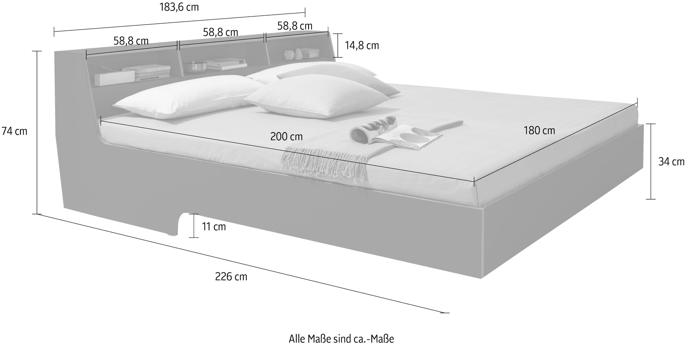 Müller SMALL LIVING Bett »Slope«, in 3 Breiten, ausgezeichnet mit dem German Design Award - Special 2017