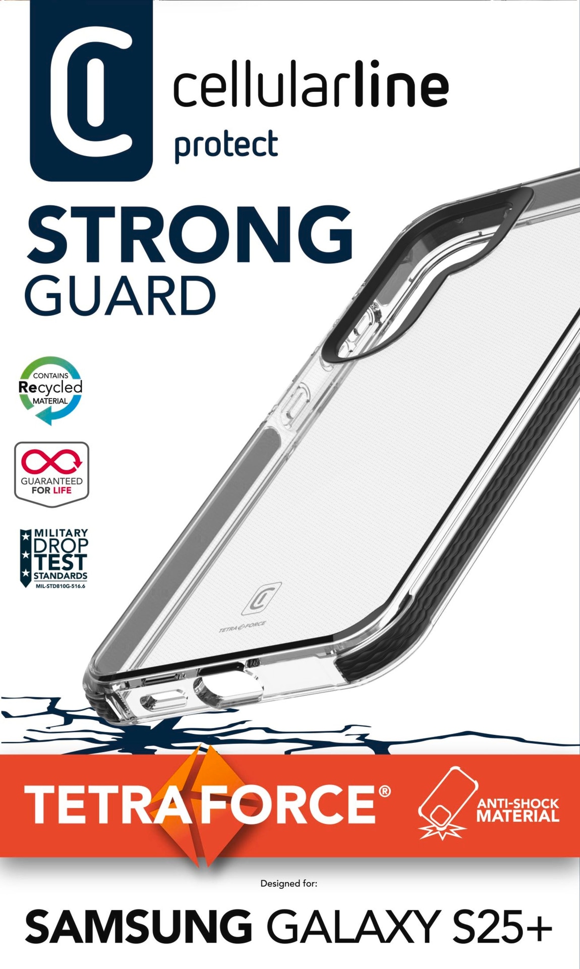 Cellularline Handyhülle »Tetra Force Strong Guard für Samsung Galaxy S25+«, Backcover, Schutzhülle, Handyschutzhülle, Case, Schutzcase, stossfest