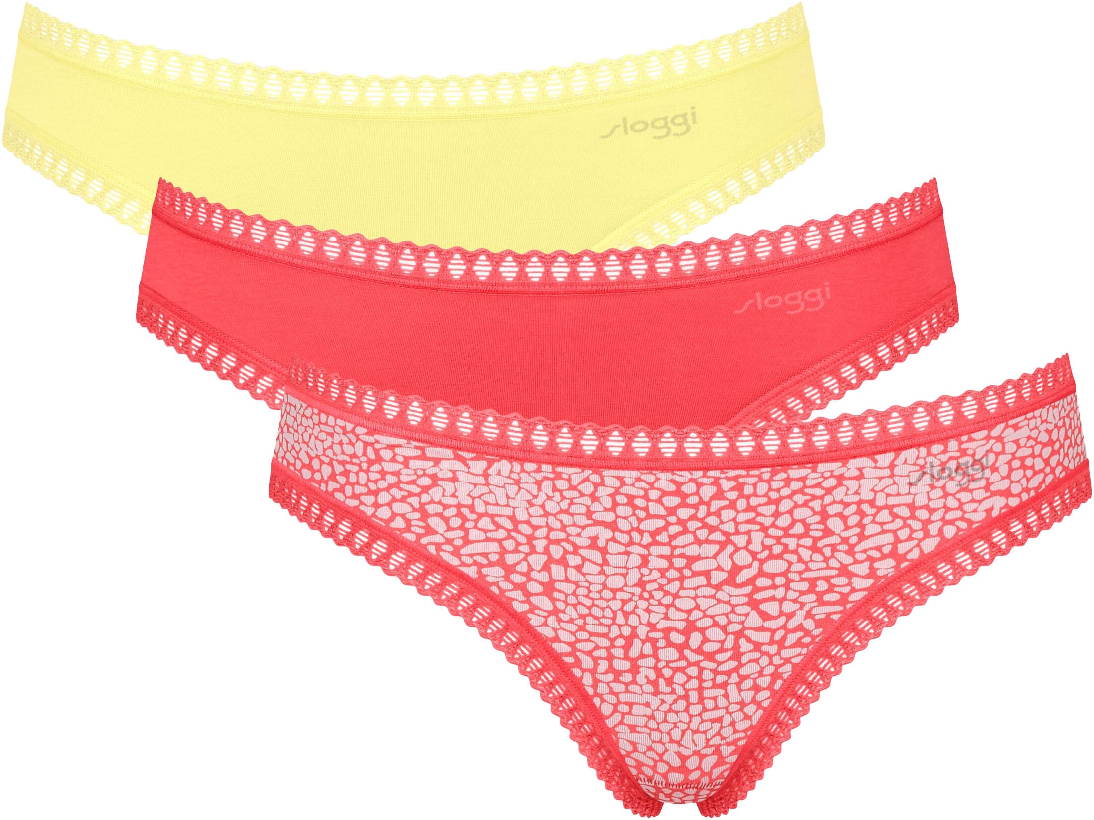 sloggi Minislip »GO Crush«, (3er Pack), dehnbare Spitzendetails, uni, gemustert