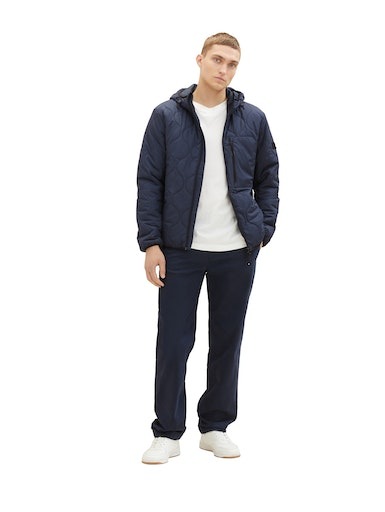 TOM TAILOR Denim Steppjacke, mit Kapuze, mit Logo-Badge am Ärmel