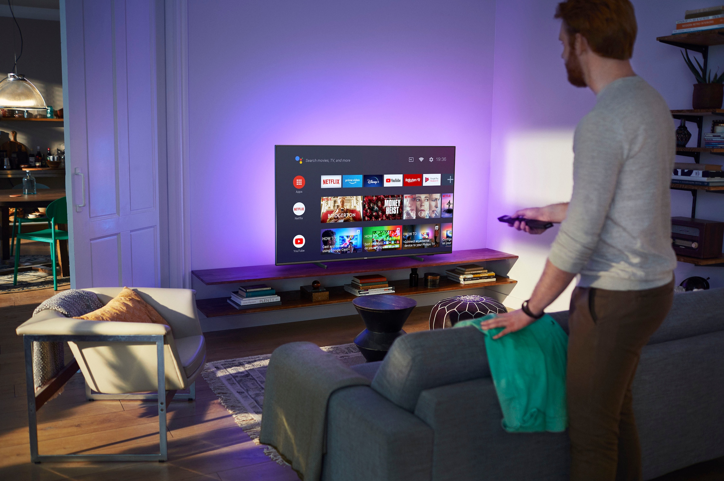 Philips LED-Fernseher, 126 cm/50 Zoll, 4K Ultra HD, Android TV-Smart-TV, 3-seitiges Ambilight