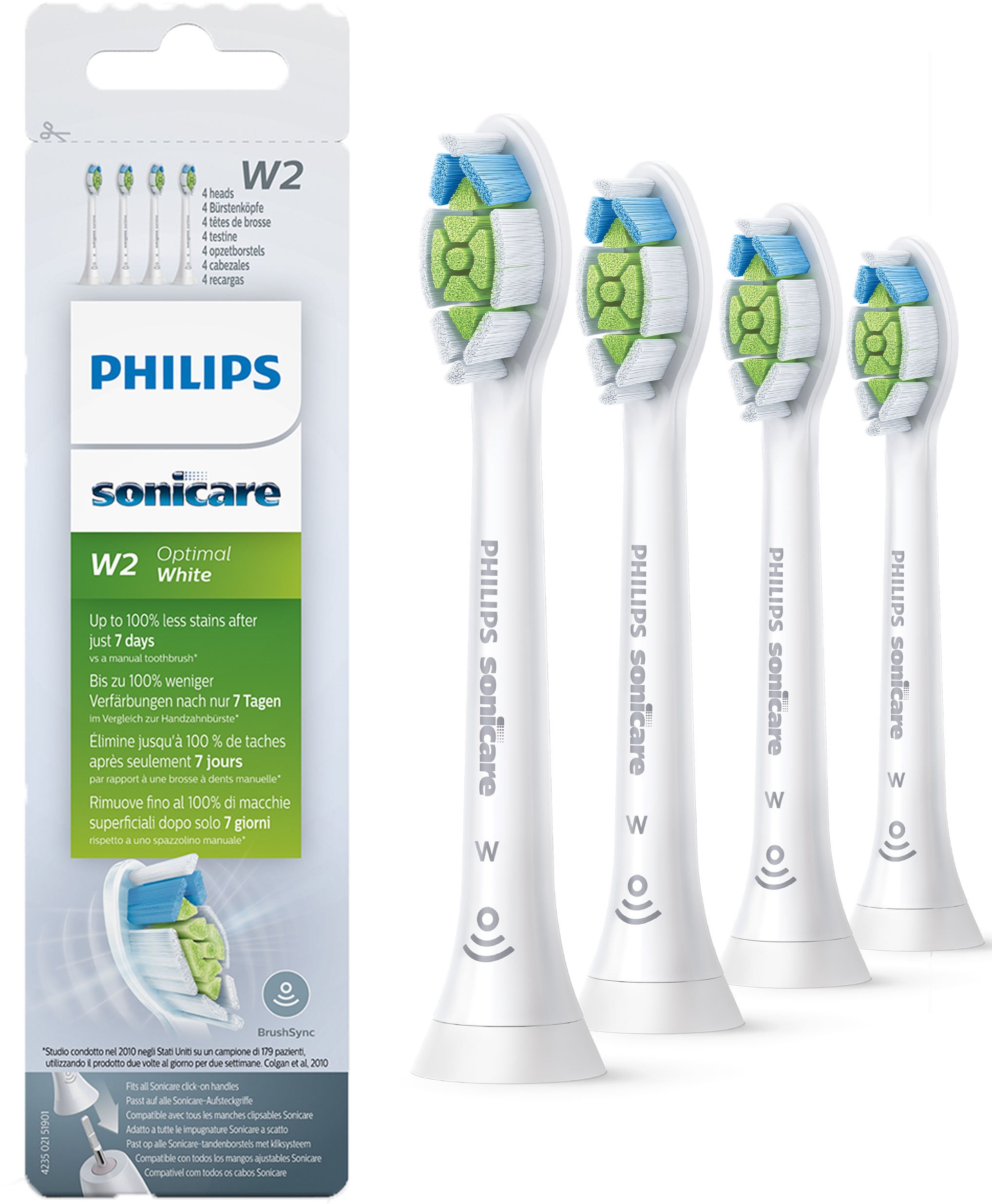 Philips Sonicare Aufsteckbürsten »W2 Optimal White Standard«, mit der Bürstenkopferkennung, Standardgrösse