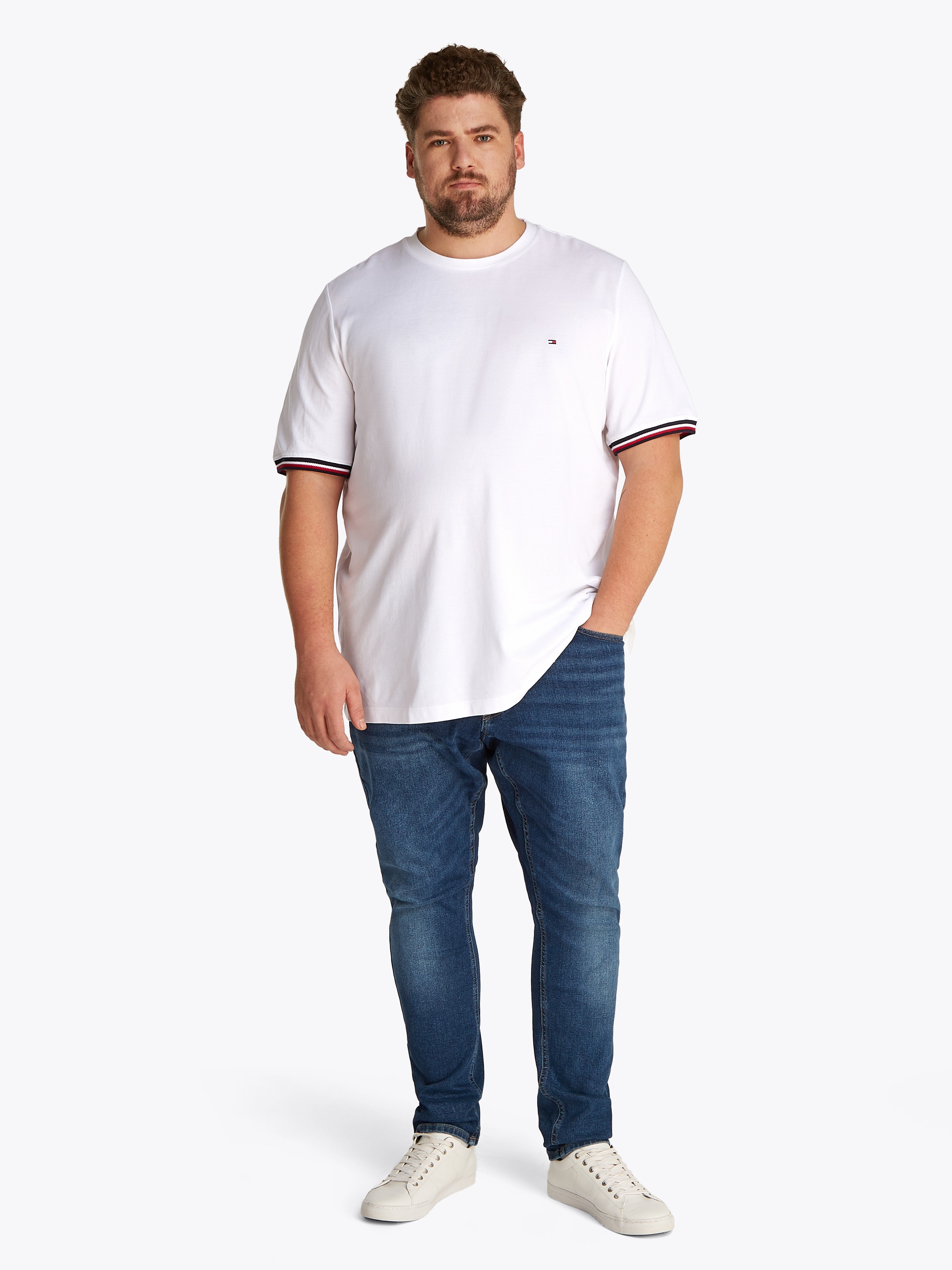 Tommy Hilfiger Big & Tall T-Shirt »BT-GLOBAL STRIPE CUFF TEE-B«, Grosse Grössen