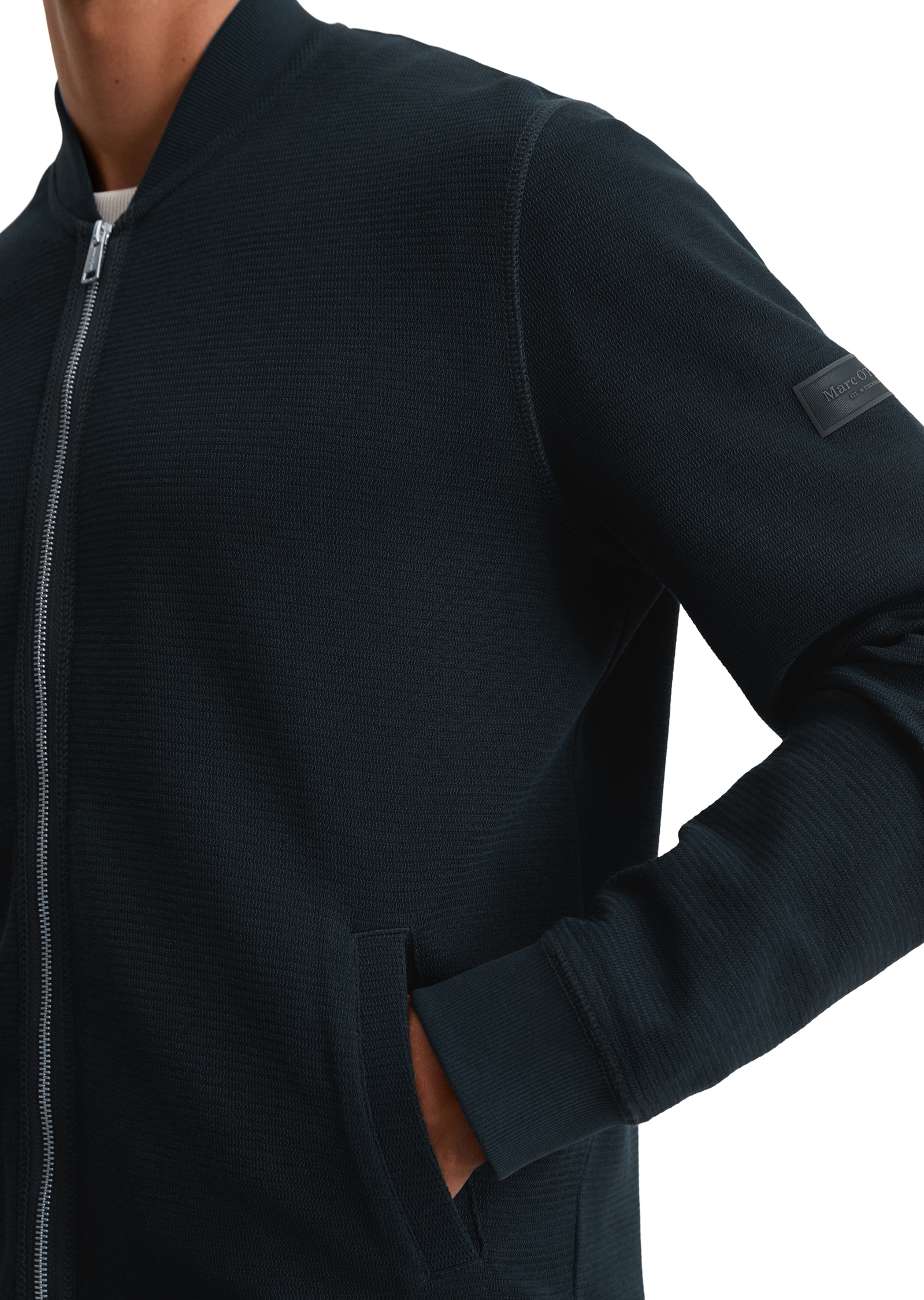 Marc O'Polo Sweatjacke, mit Struktur, Stehkragen, regular fit, 2-Wege-Reissverschluss