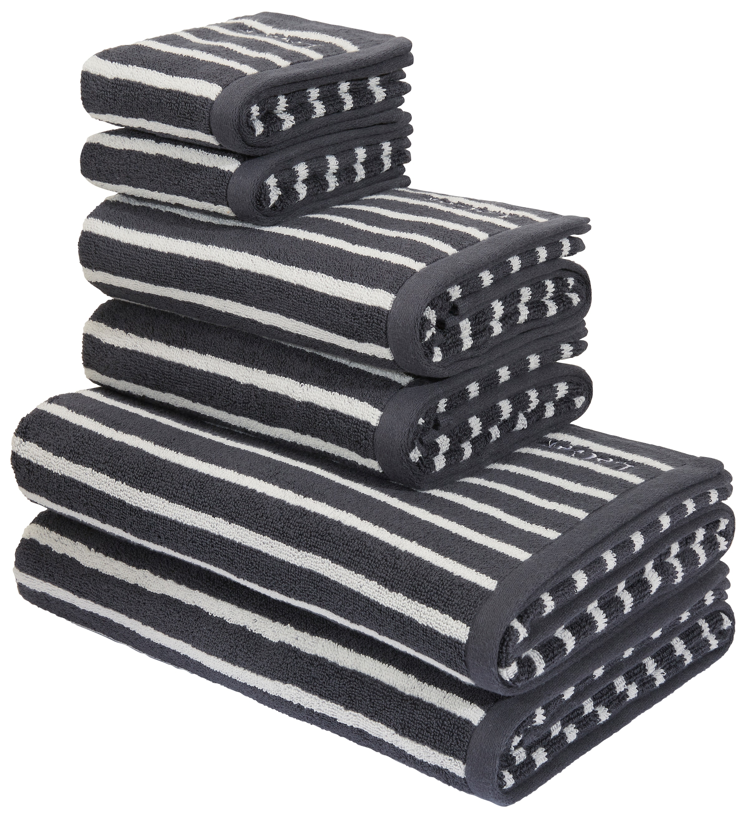 LeGer Home by Lena Gercke Handtuch Set »Tamsin, Duschtücher, Handtücher, Gästetücher, Premium 500 gr/m²«, Set, 6 tlg., Frottier, Handtücher mit Logostikerei, 100% Baumwolle, gestreift, weich