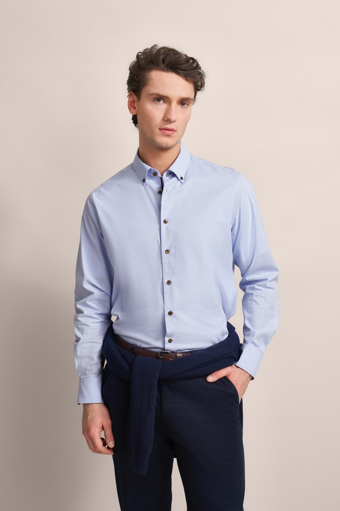 bugatti Langarmhemd aus 100 % Baumwolle