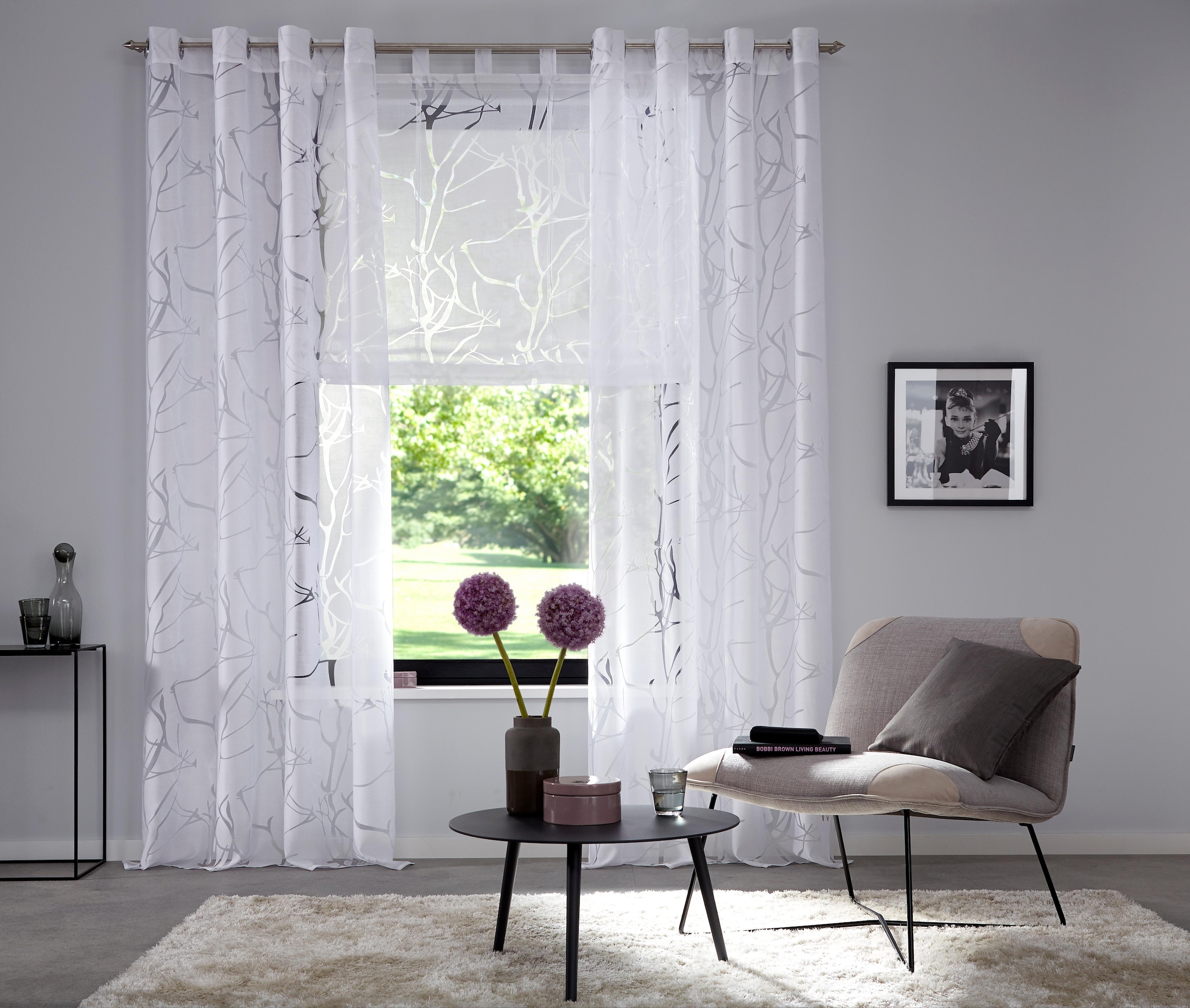 mit Jelmoli-Versand home online Viskose Halbtransparent, my | Raffrollo Schlaufen, shoppen Ausbrenner, »Anna«,